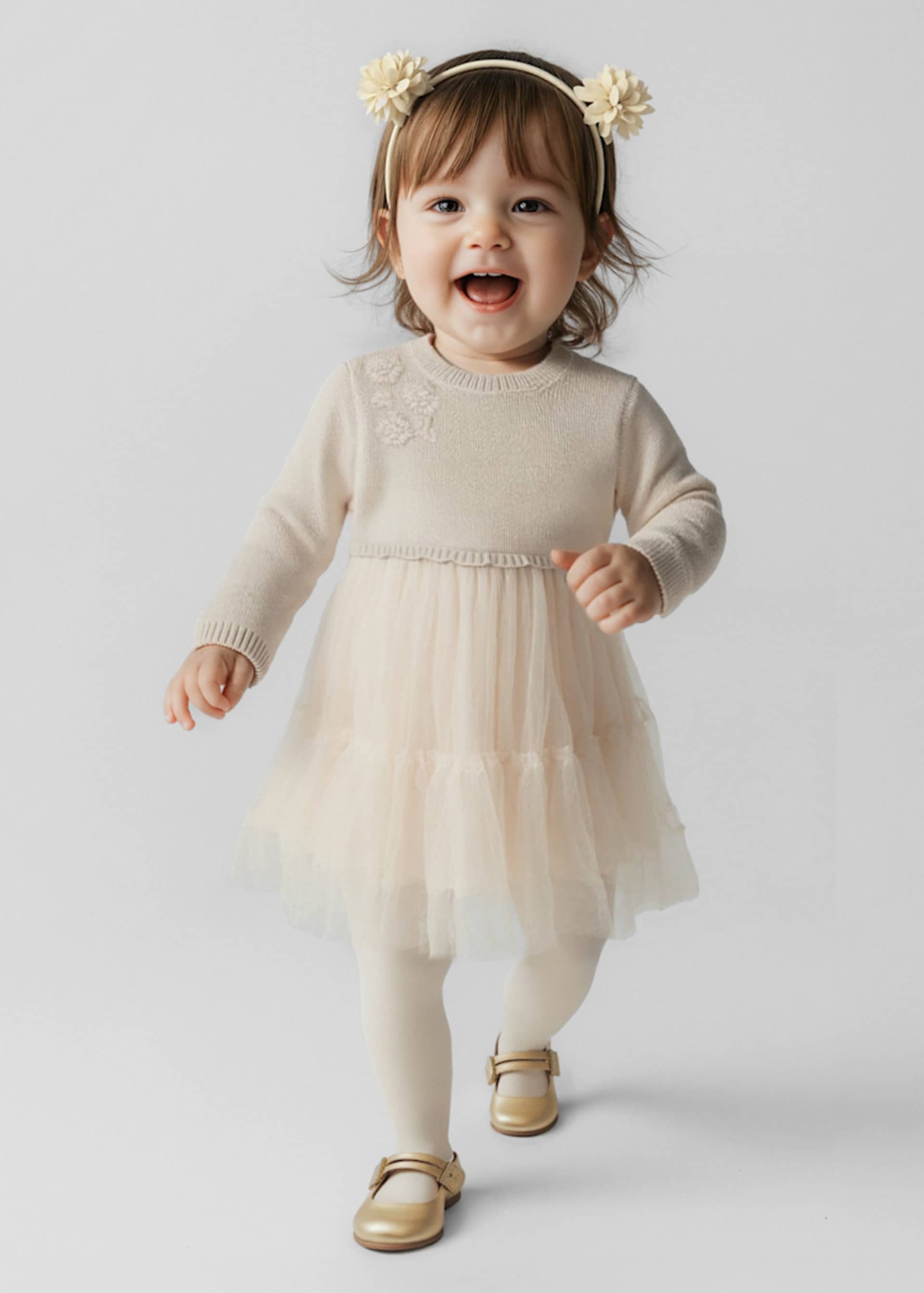 Vestido combinado tricô bebé