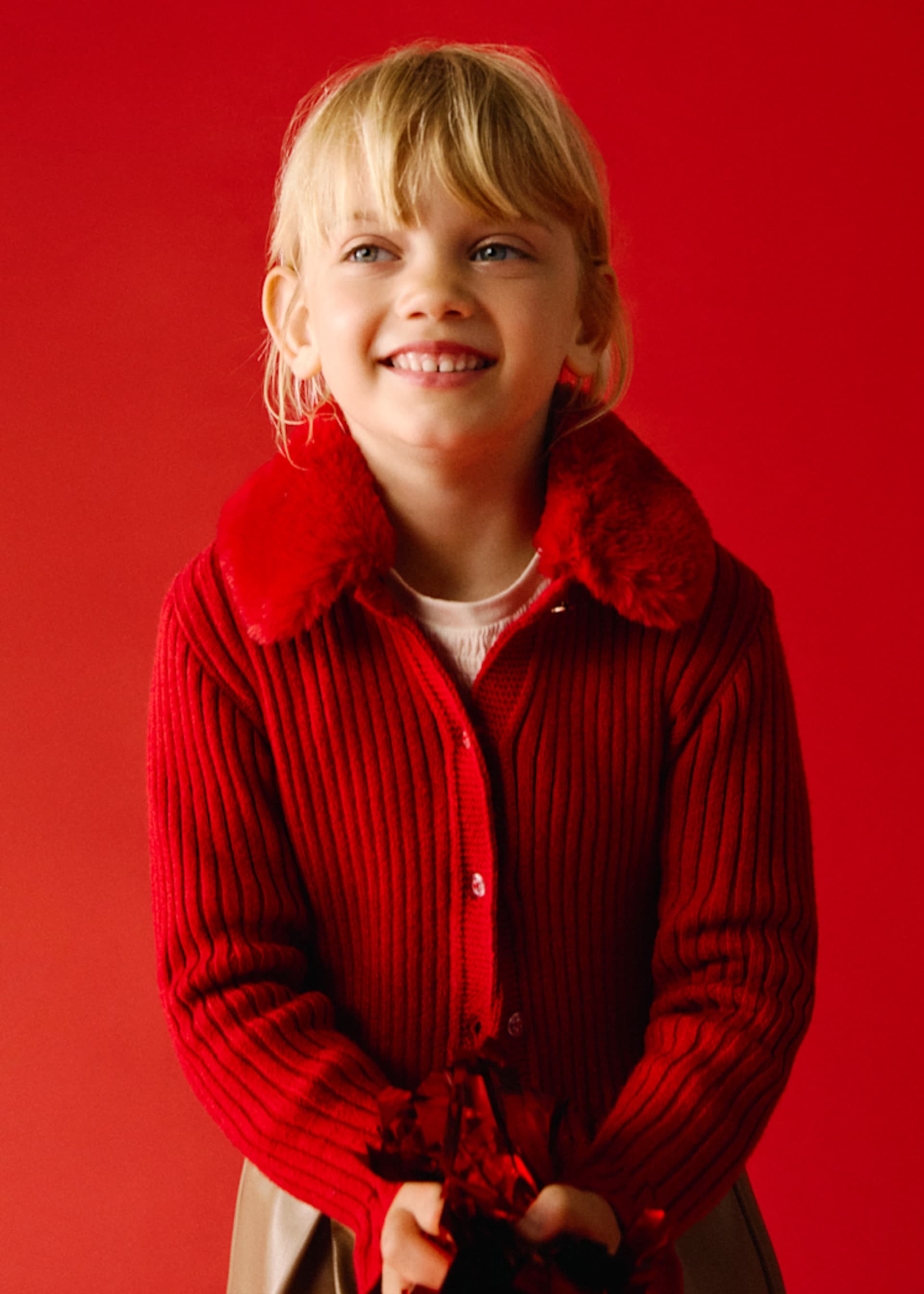 Cardigan col fourré fille