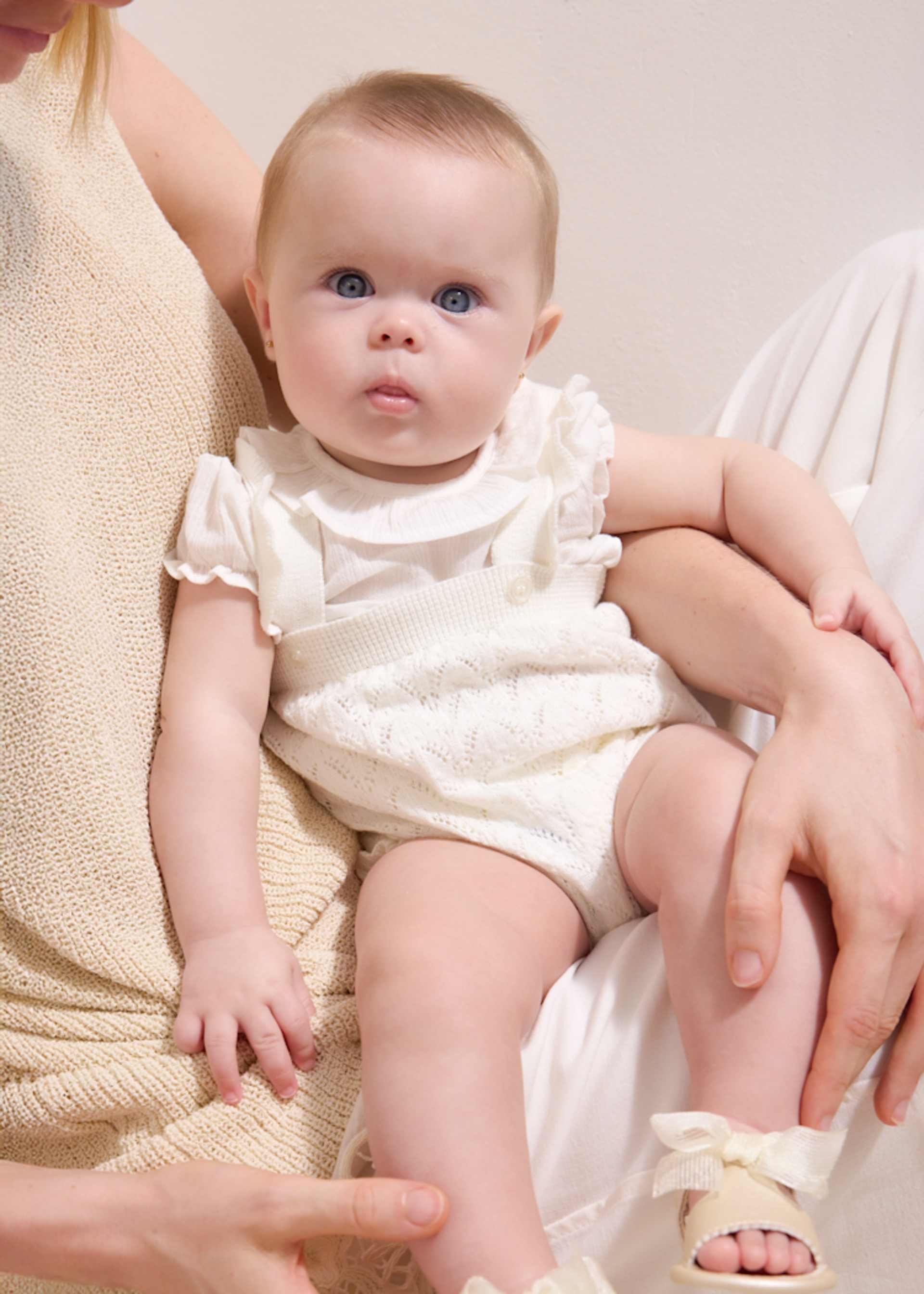 Newborn Girl Knit Dungaree and Blouse Set