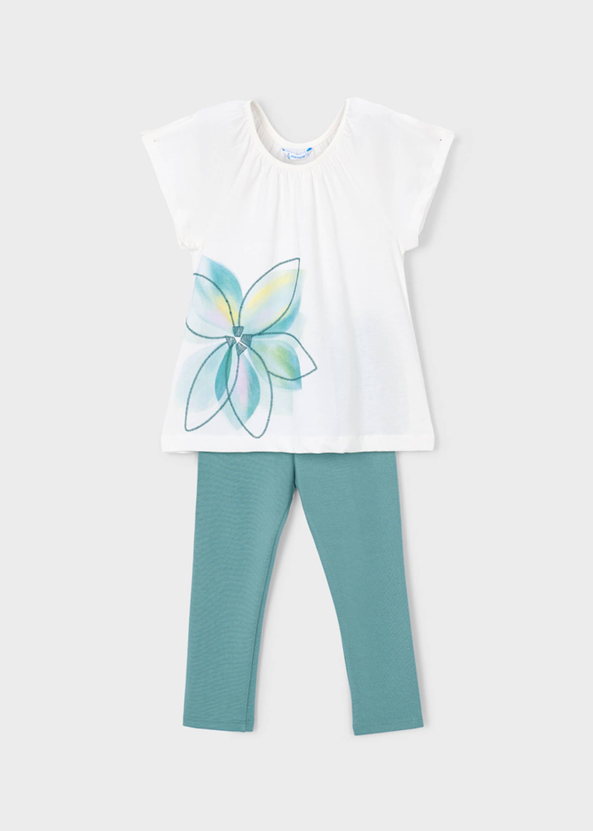 Set Leggings und T-Shirt Blume Mädchen