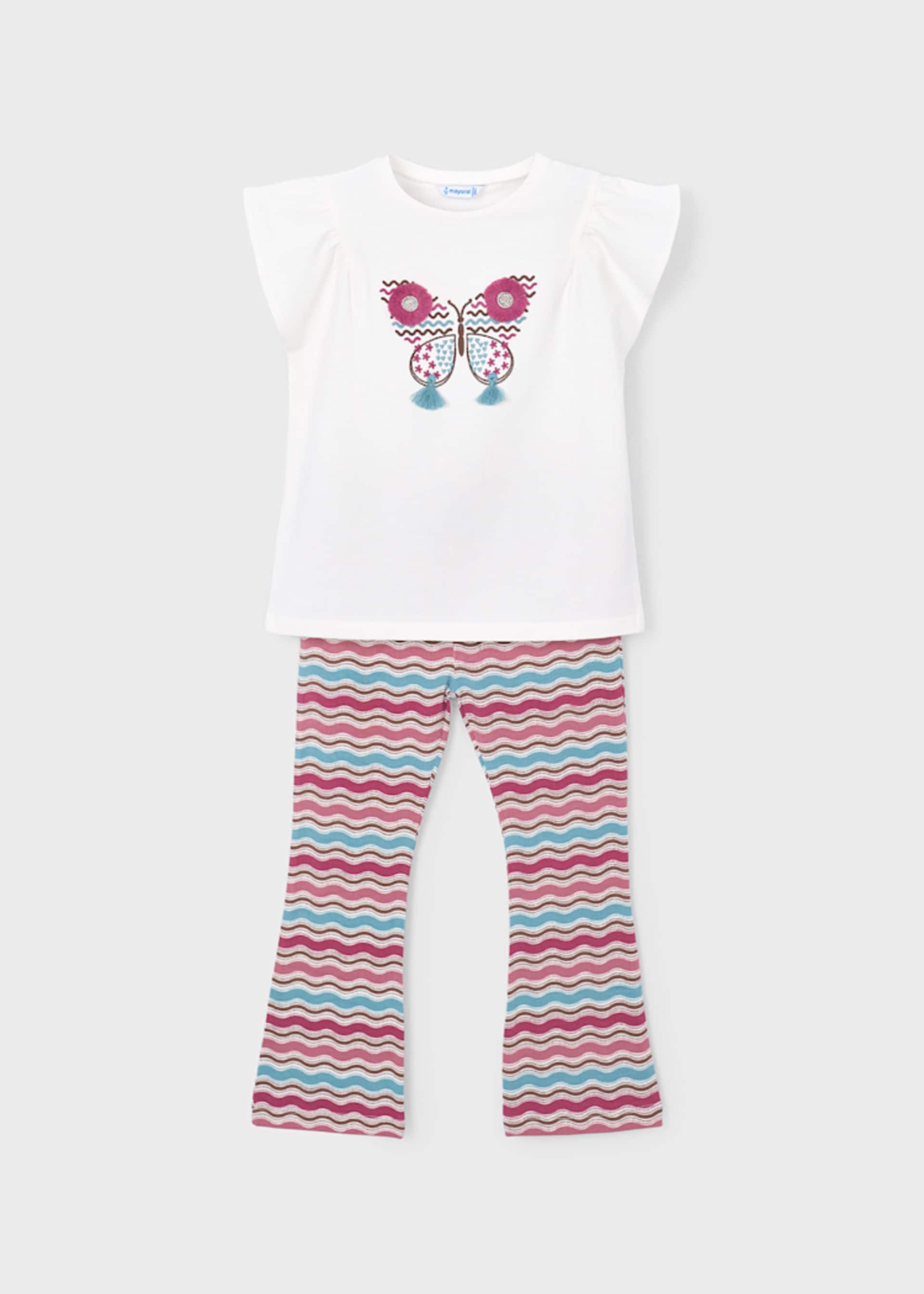 Conjunto leggings flared e t-shirt menina