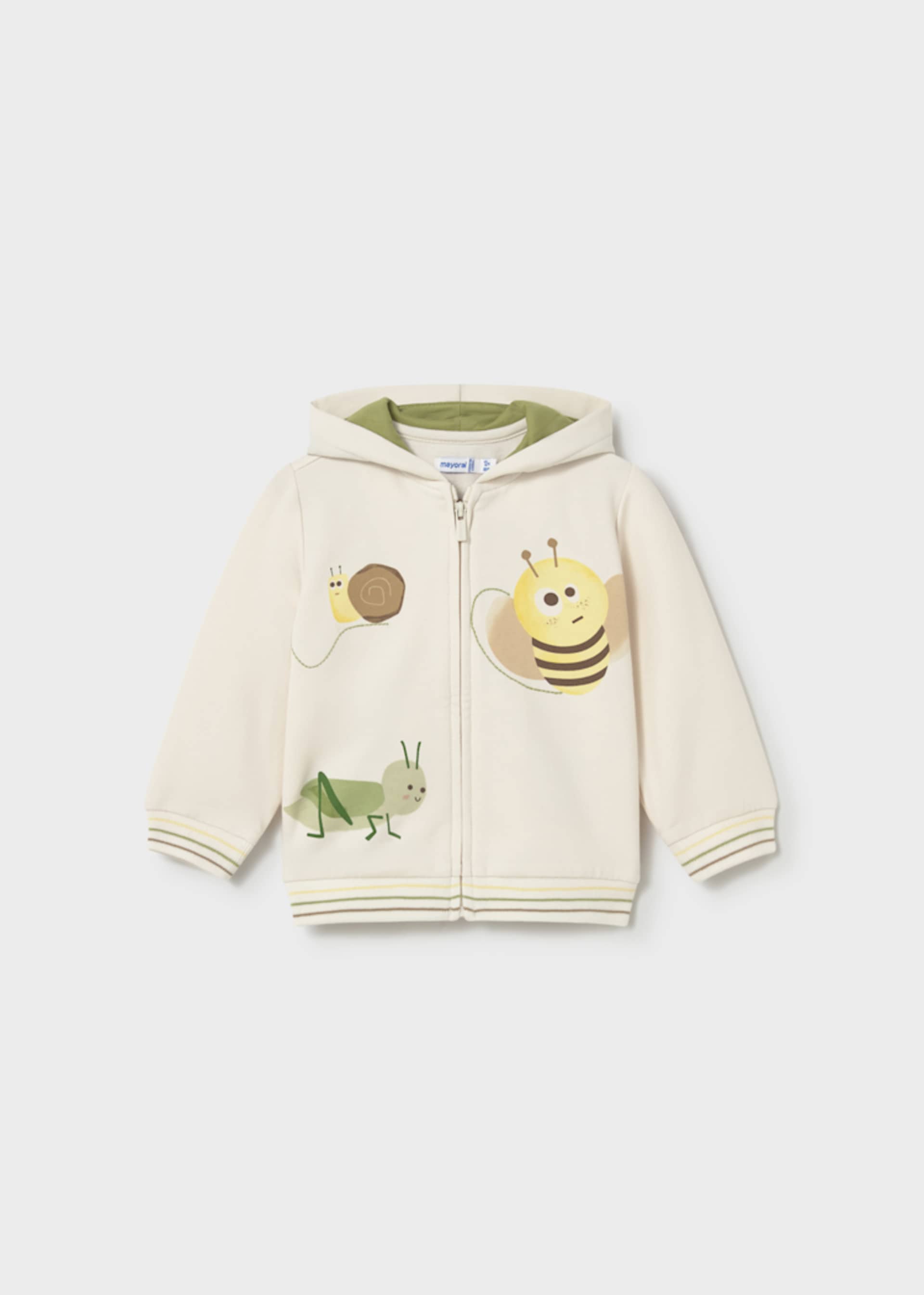 Plush print hooded cardigan