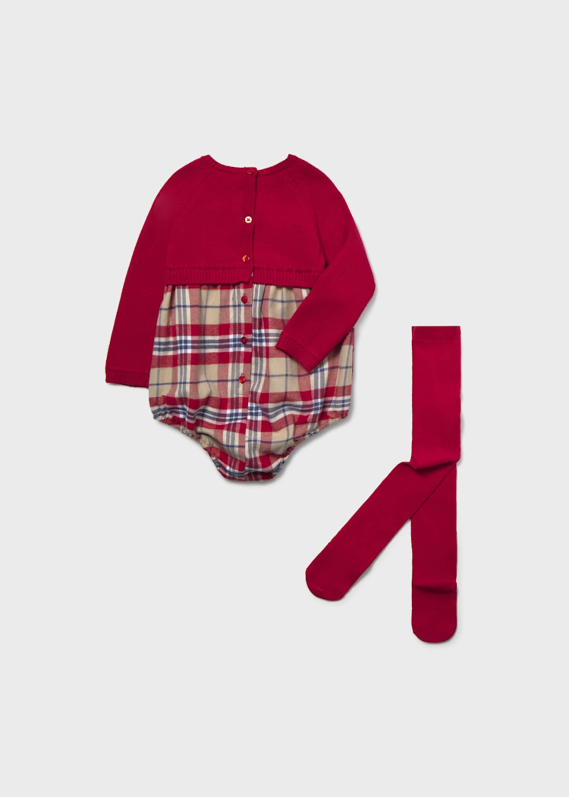 Pelele tricotosa combinado cuadros recién nacido