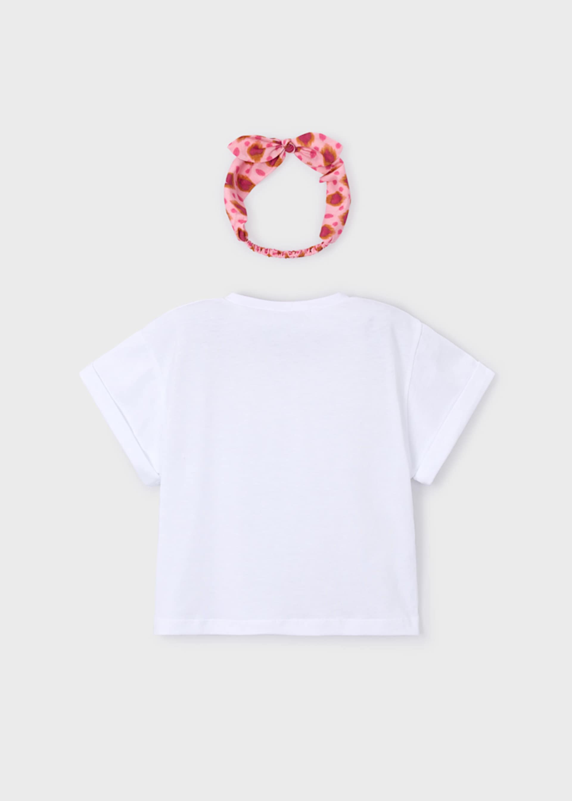 T-shirt com fita cabelo estampado menina