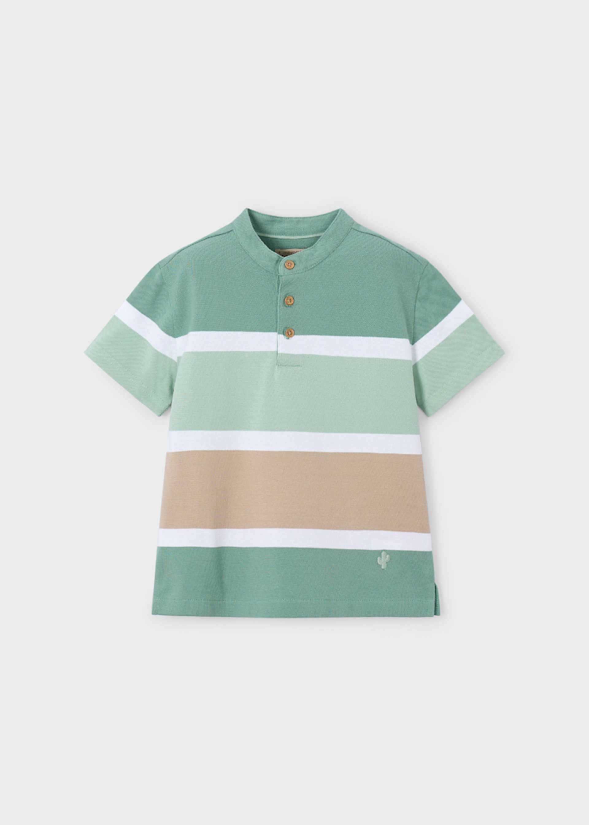 Polo rayé col mao garçon