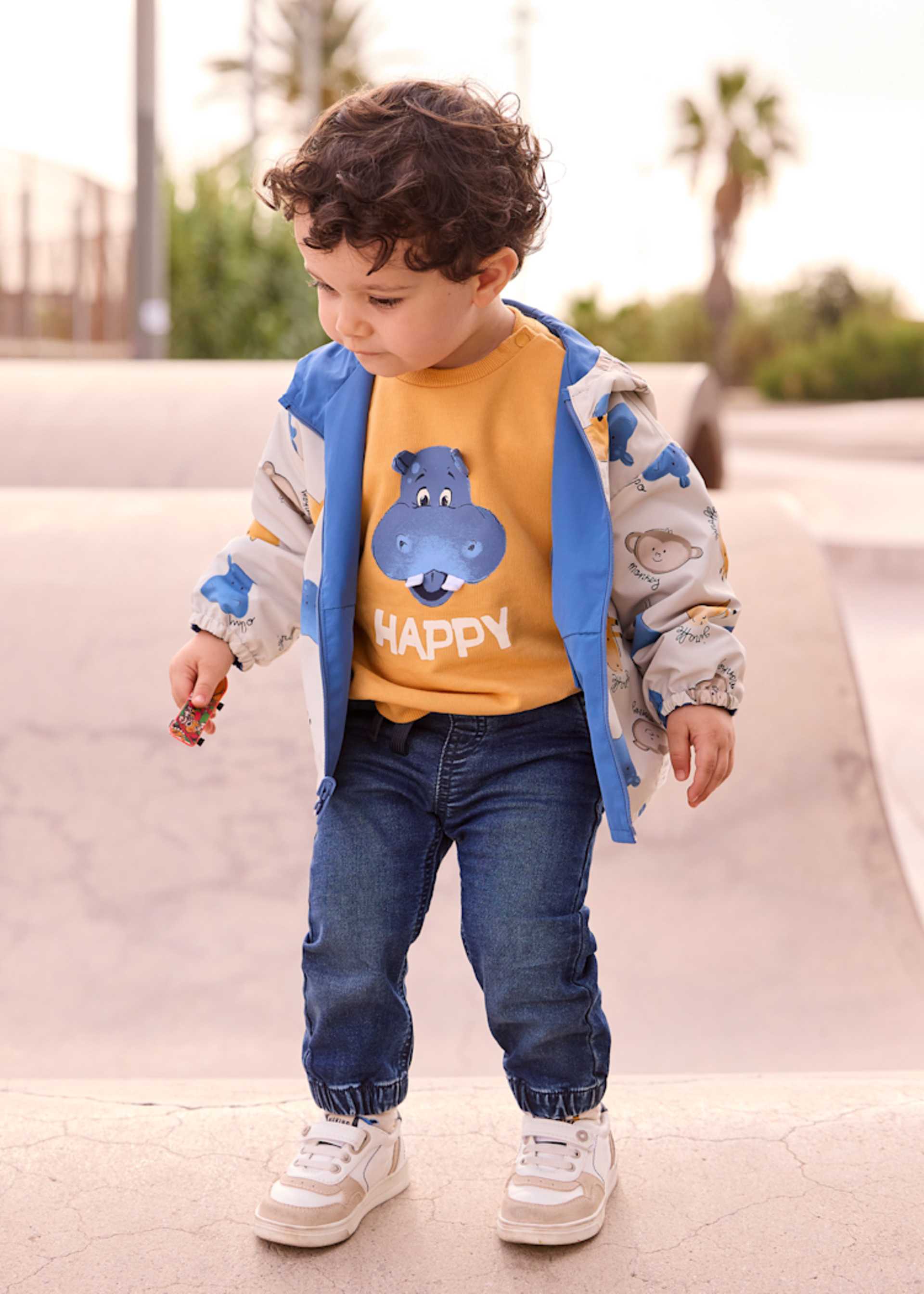 Pantaloni denim talie elestica bebe