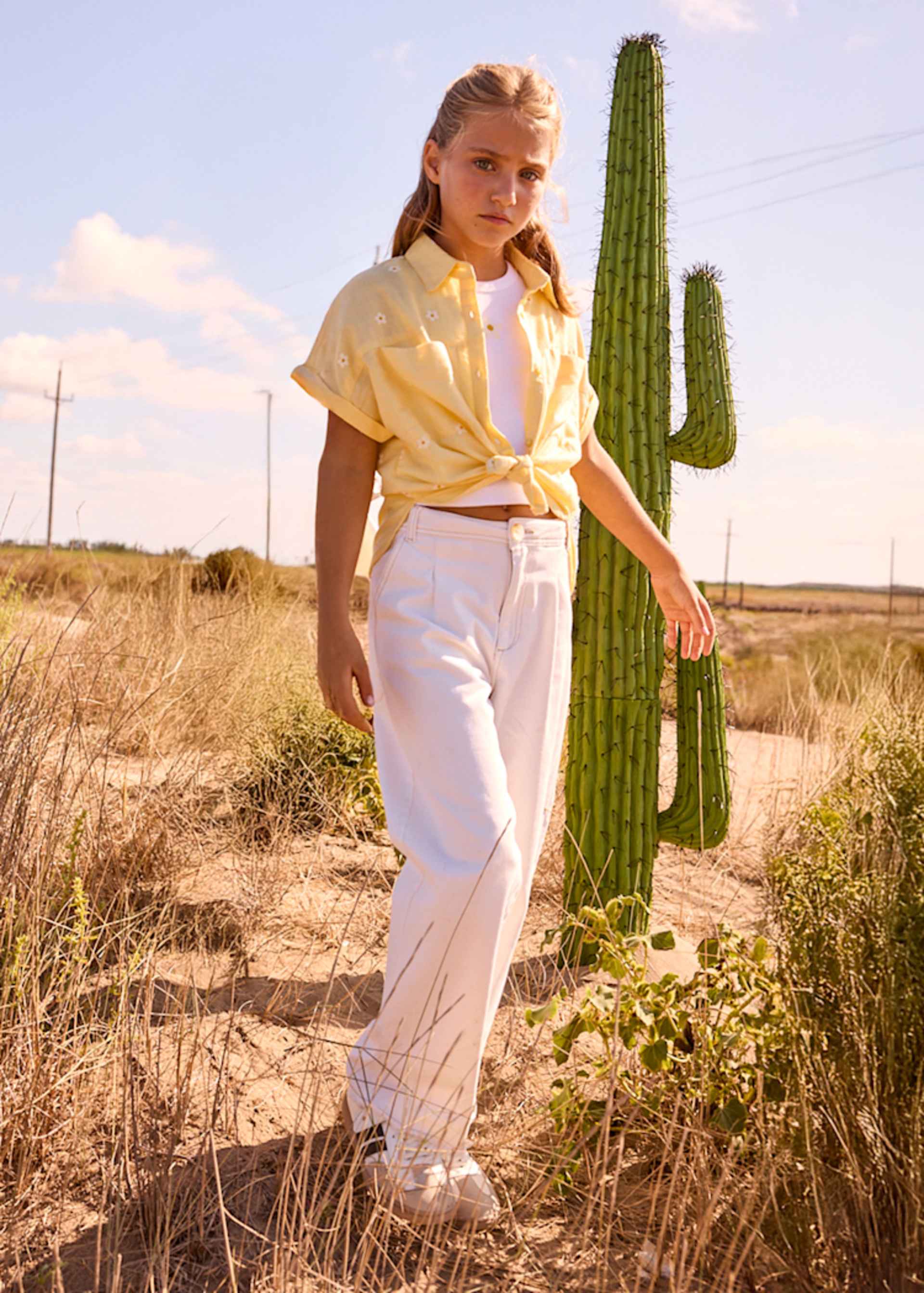 Girl's long twill pants