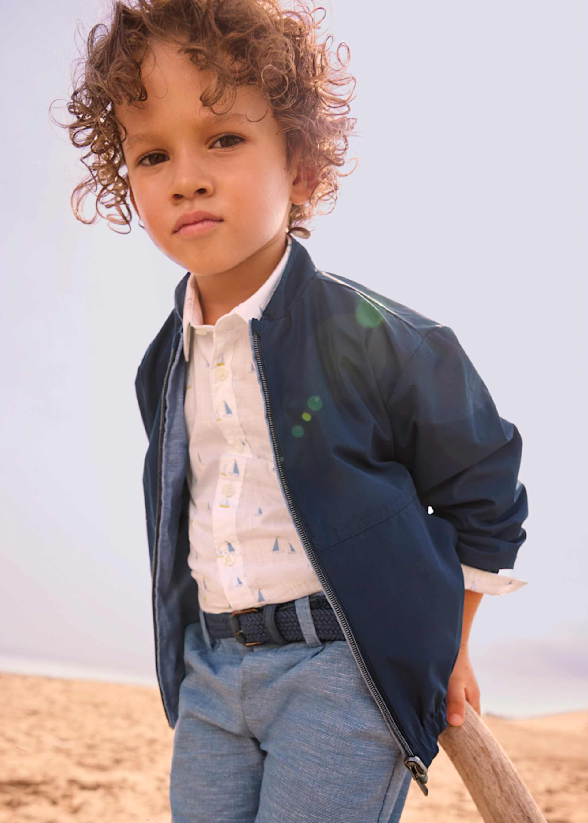 Boy Reversible Linen Windbreaker