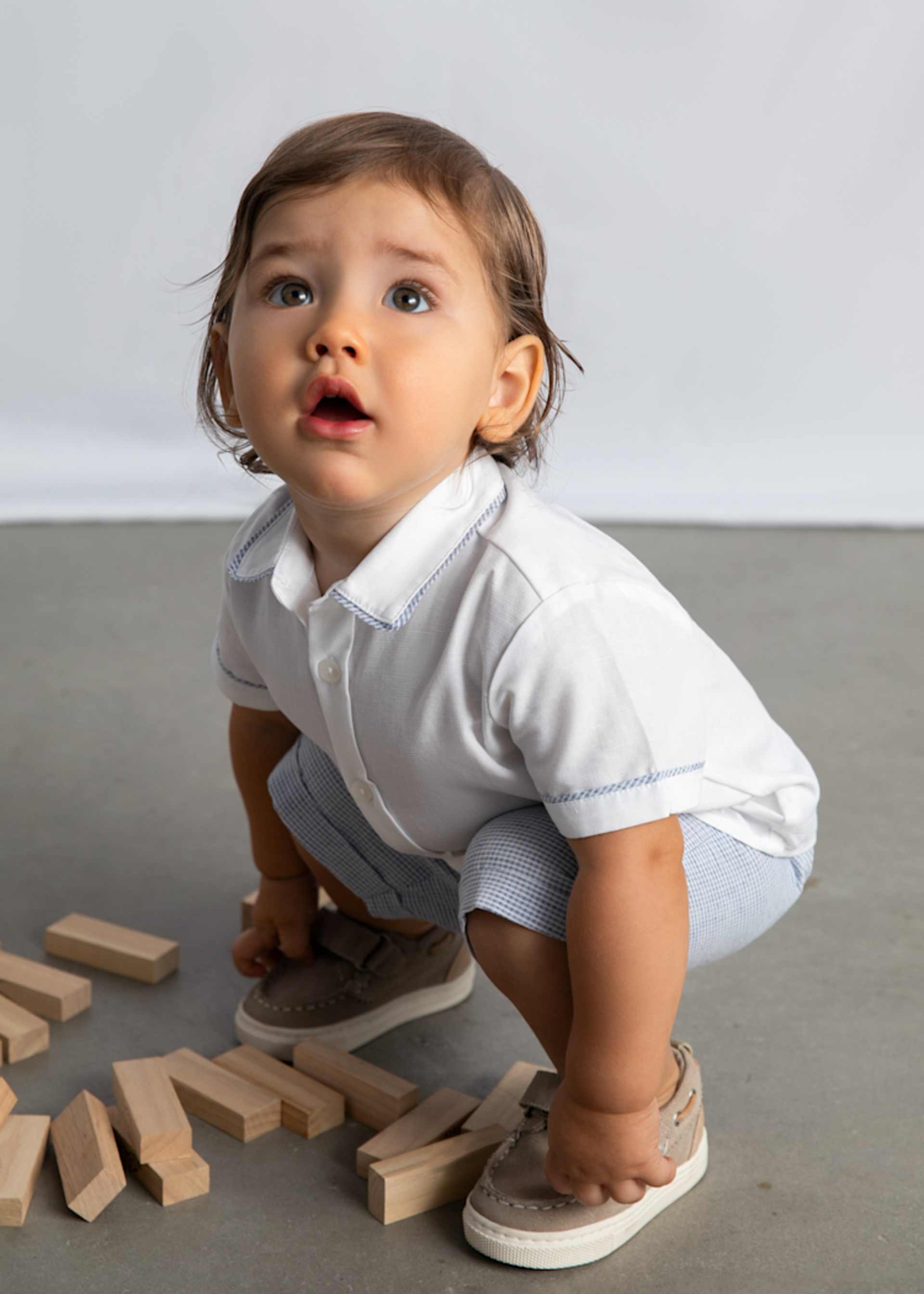 Ensemble bermuda et chemise avec lin bébé