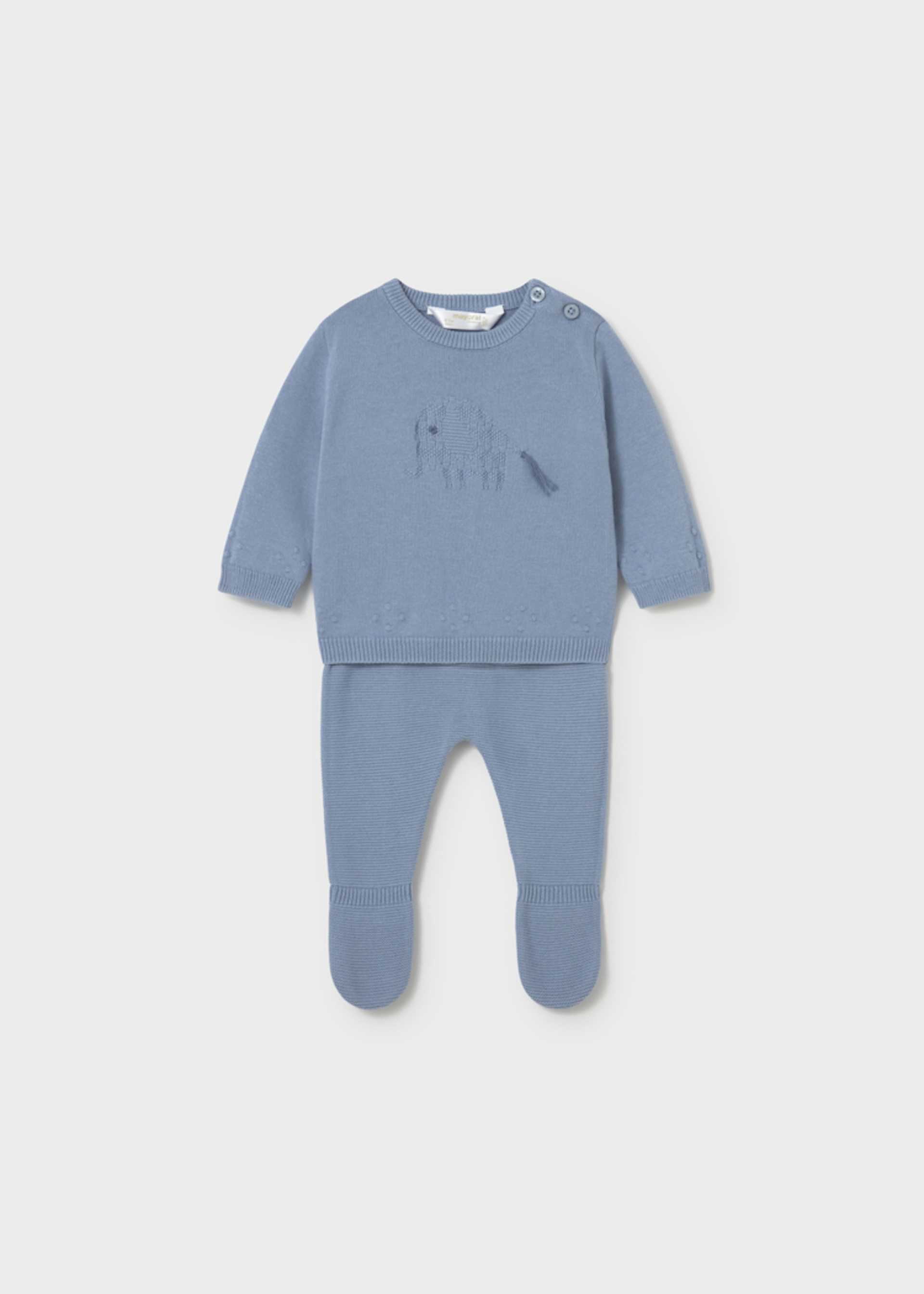 Completo ghettina e maglione tricot neonato