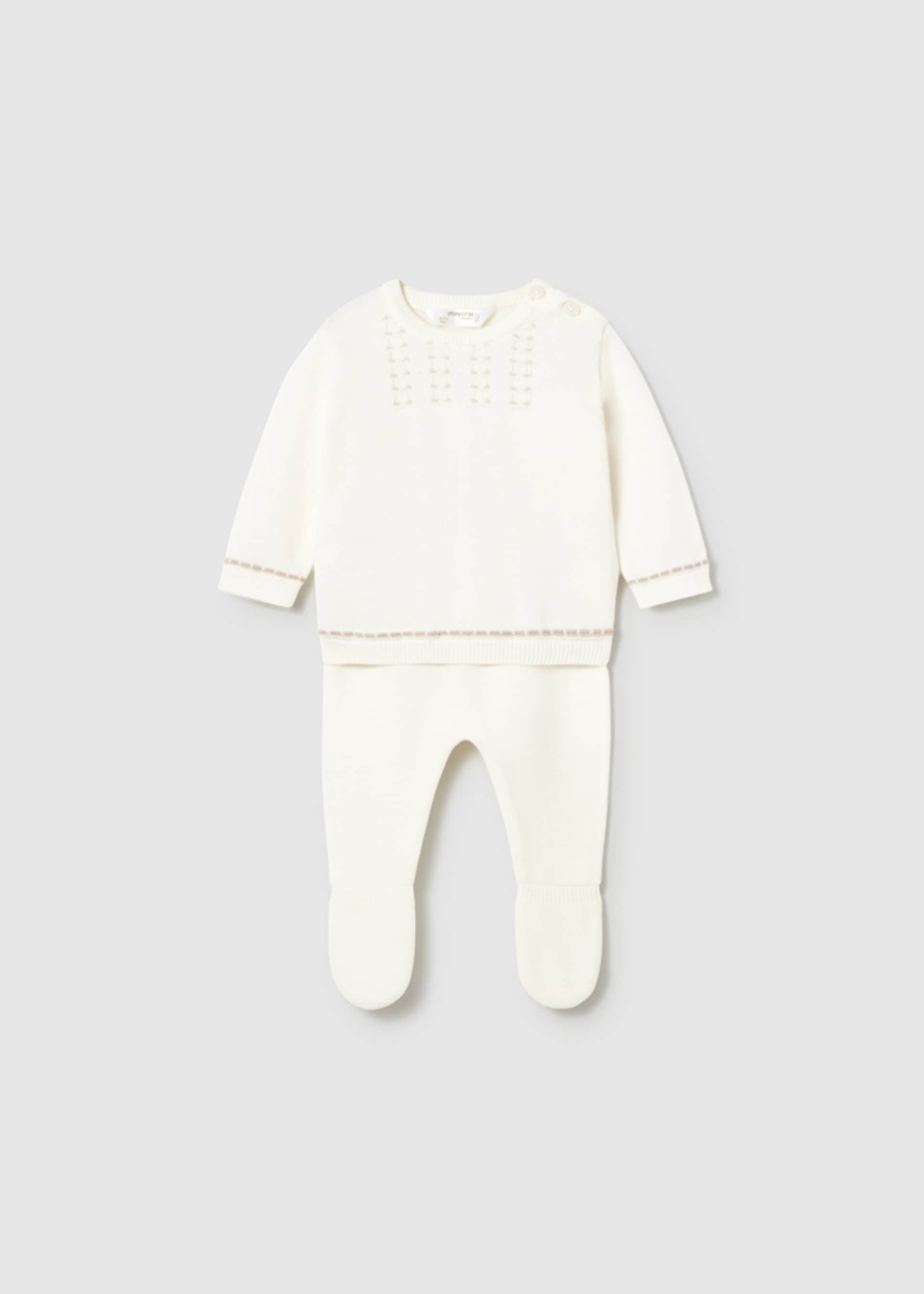 Conjunto pantalón y suéter tricot recién nacido