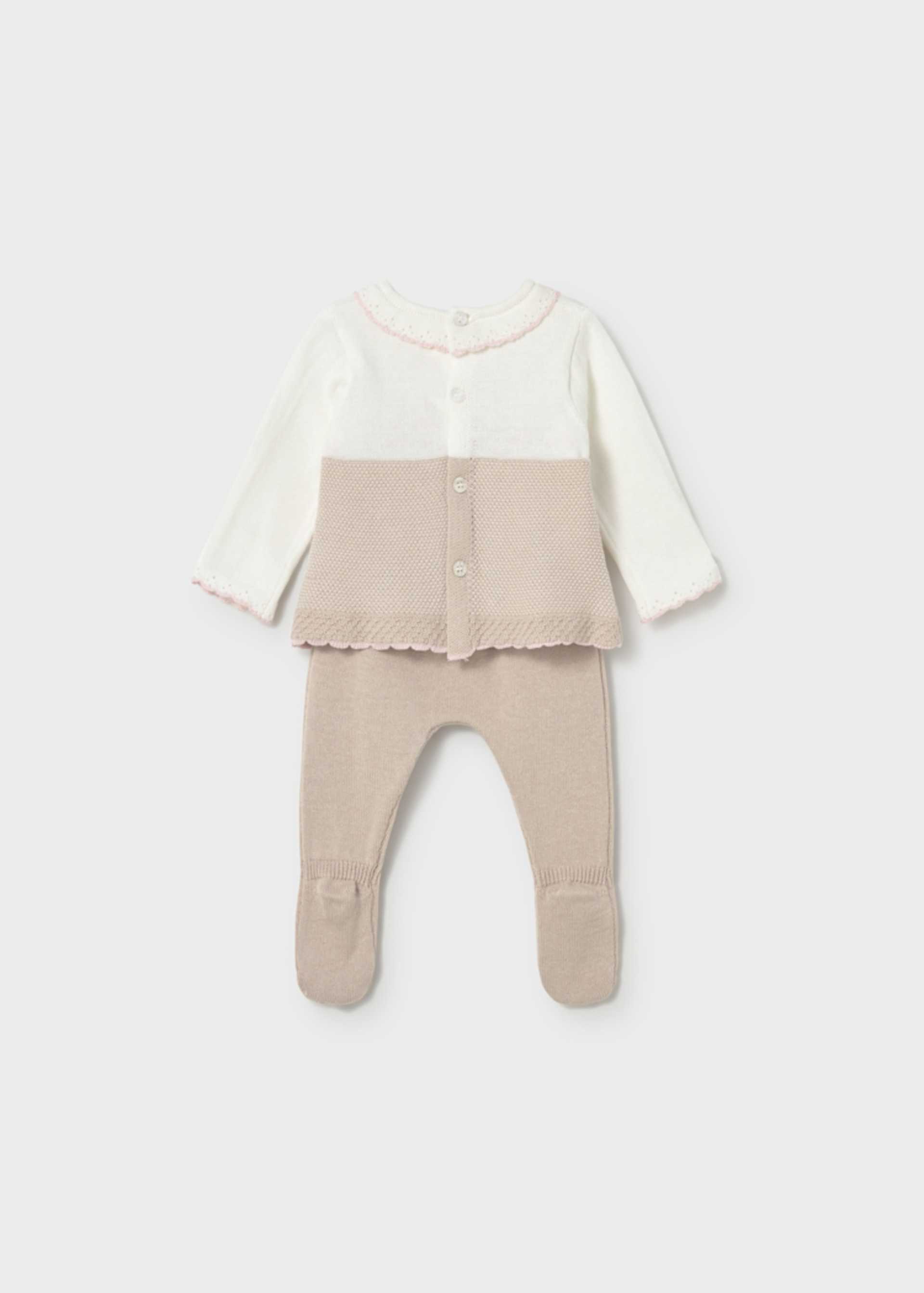 Completo ghettina e maglioncino tricot neonata