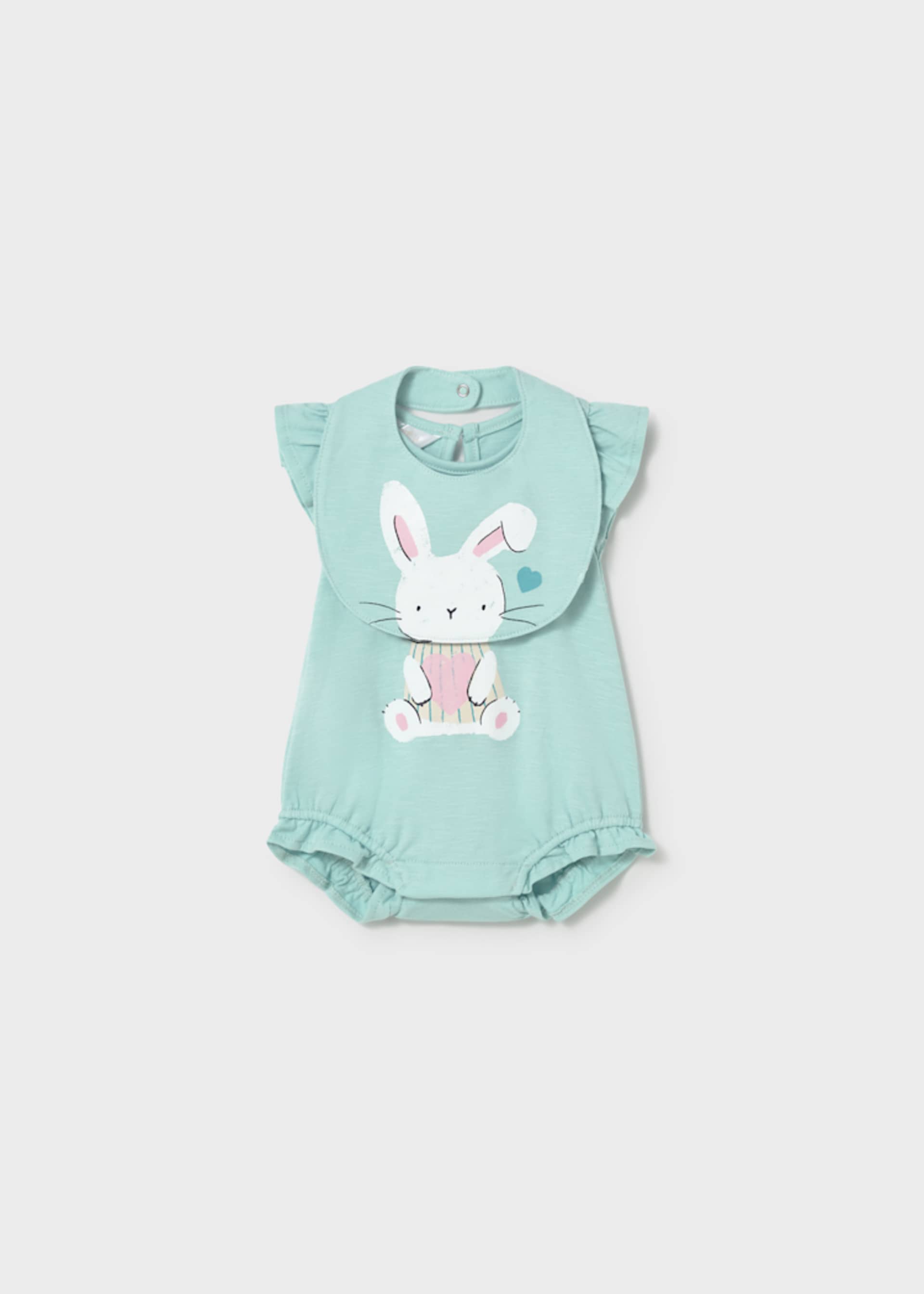 Pijama curto folho com babete recém nascida