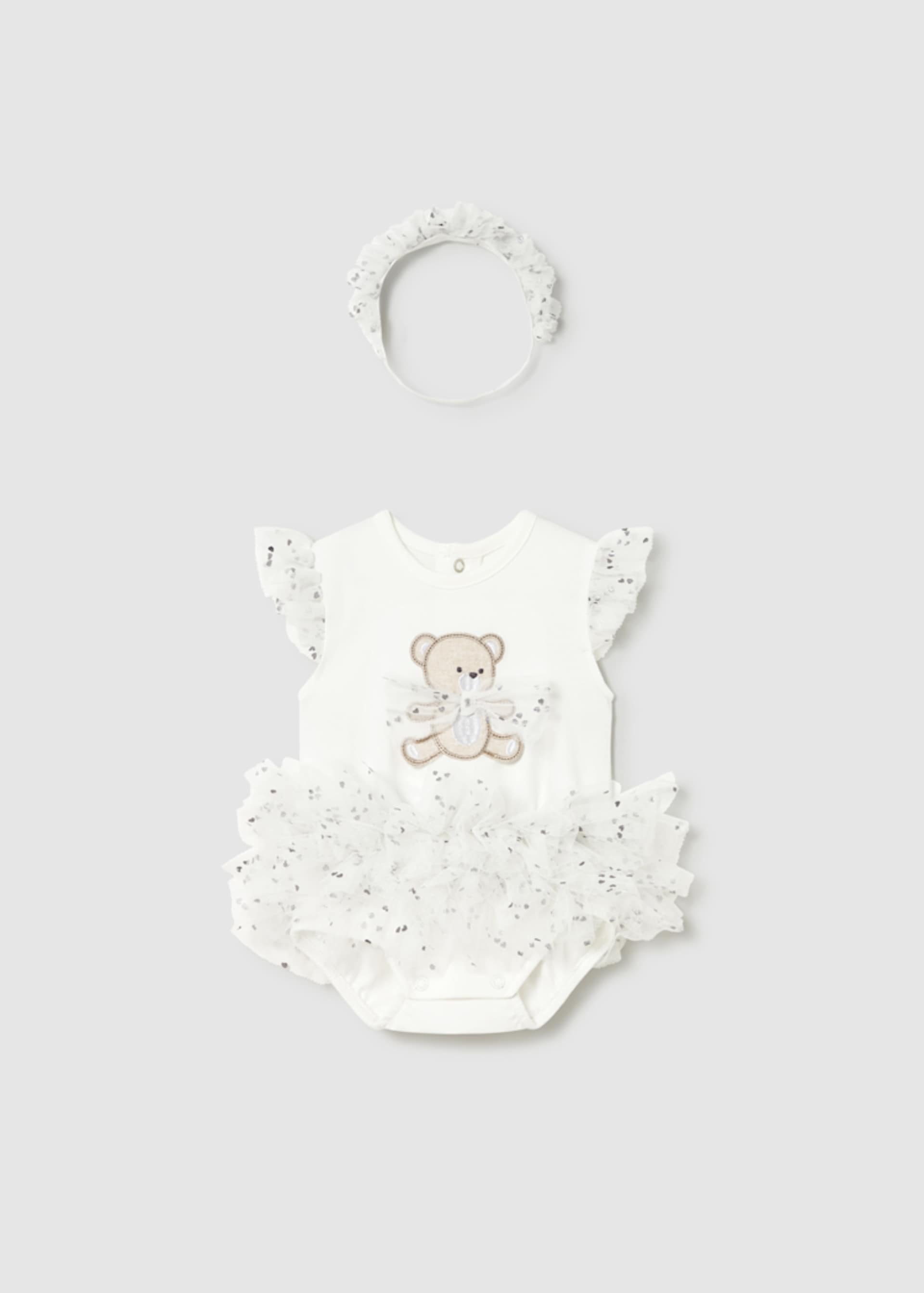 Newborn Girl Tulle Bodysuit with Headband Set