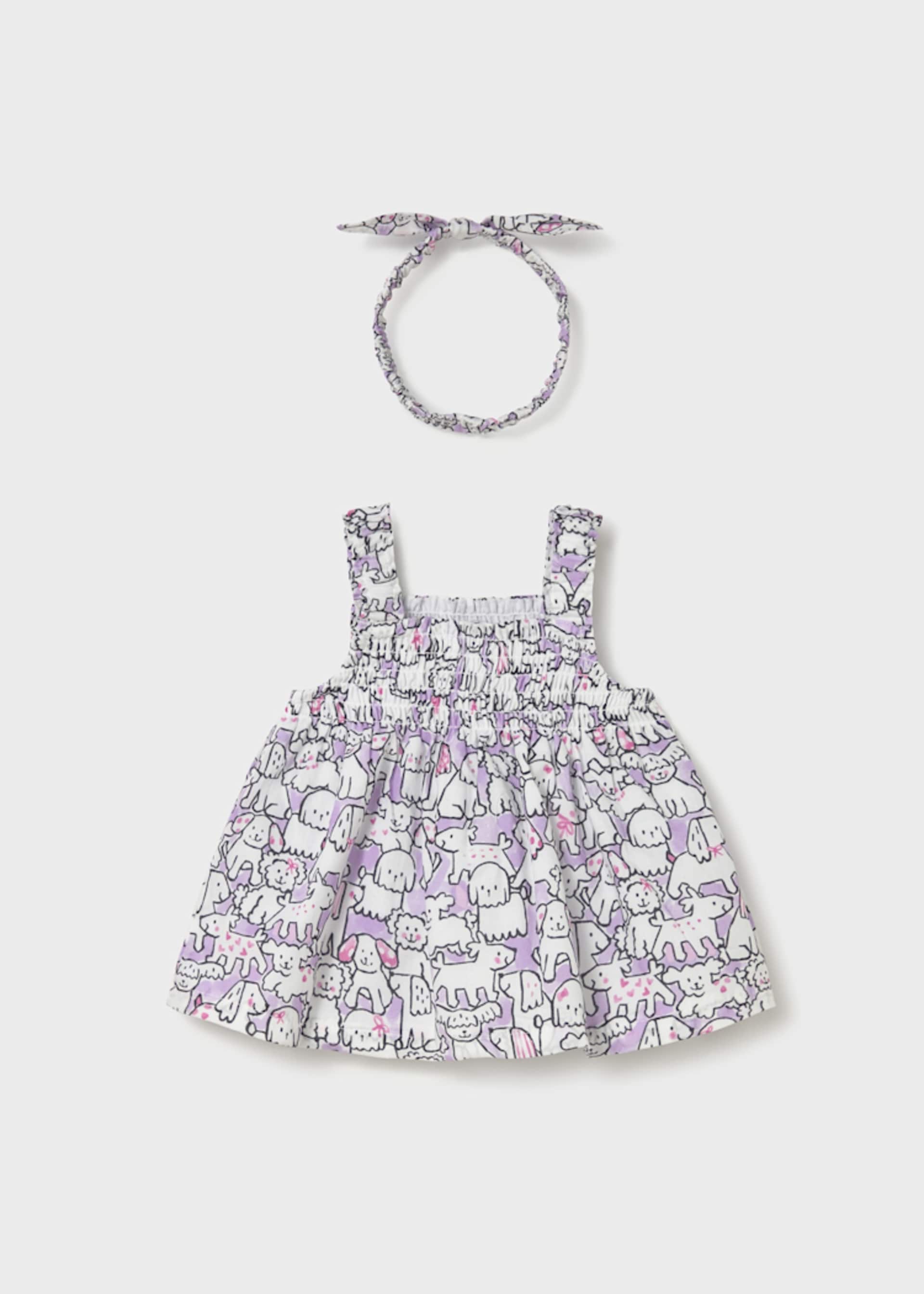 Print dress newborn and headband