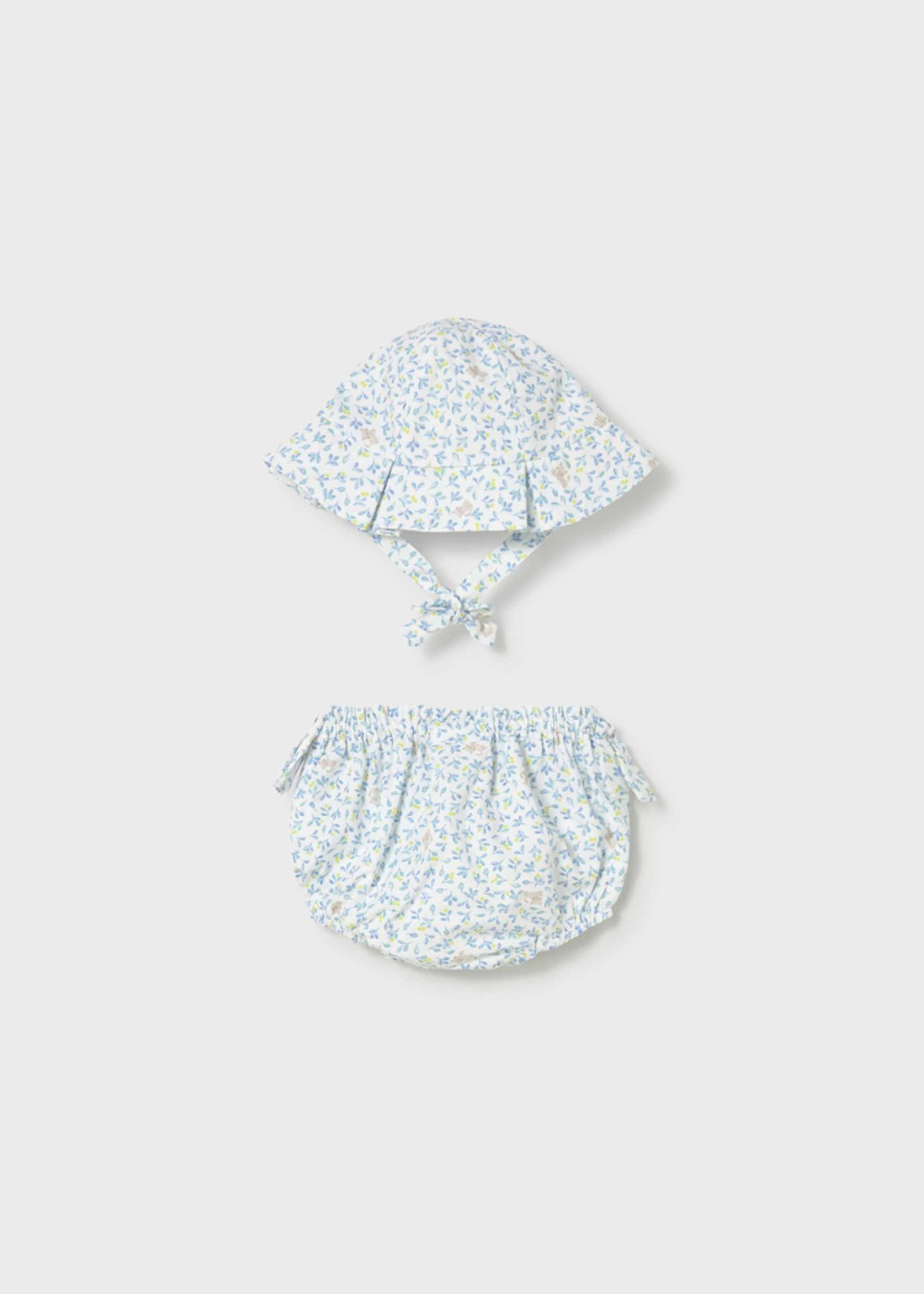 Newborn Girl Printed Bloomers and Hat Set