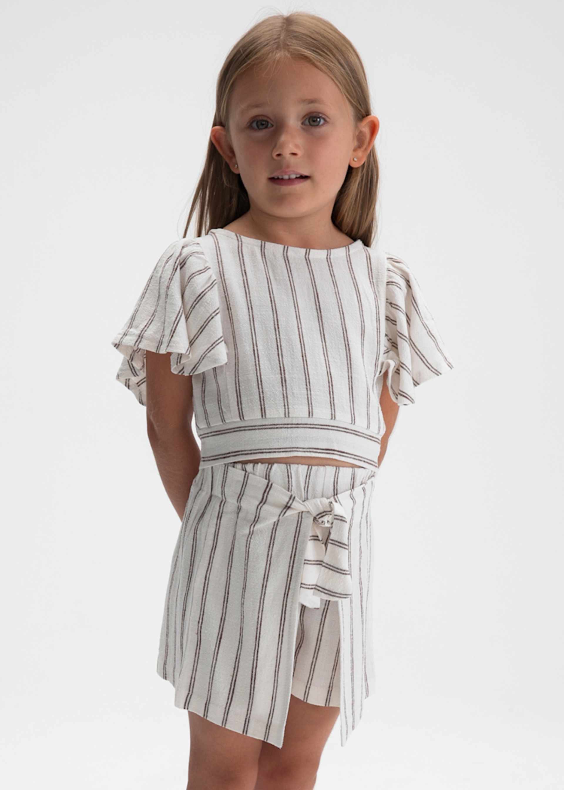 Girls' striped skirt and blouse set