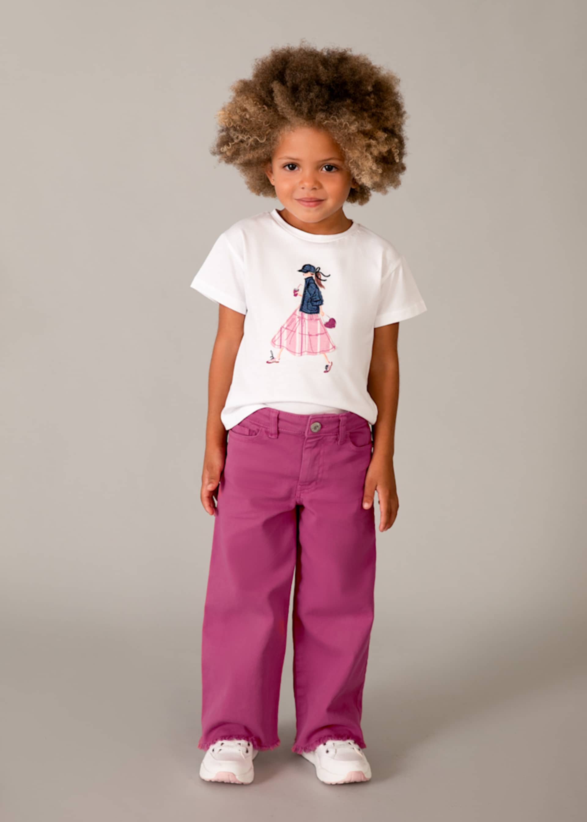 Wide leg twill pants