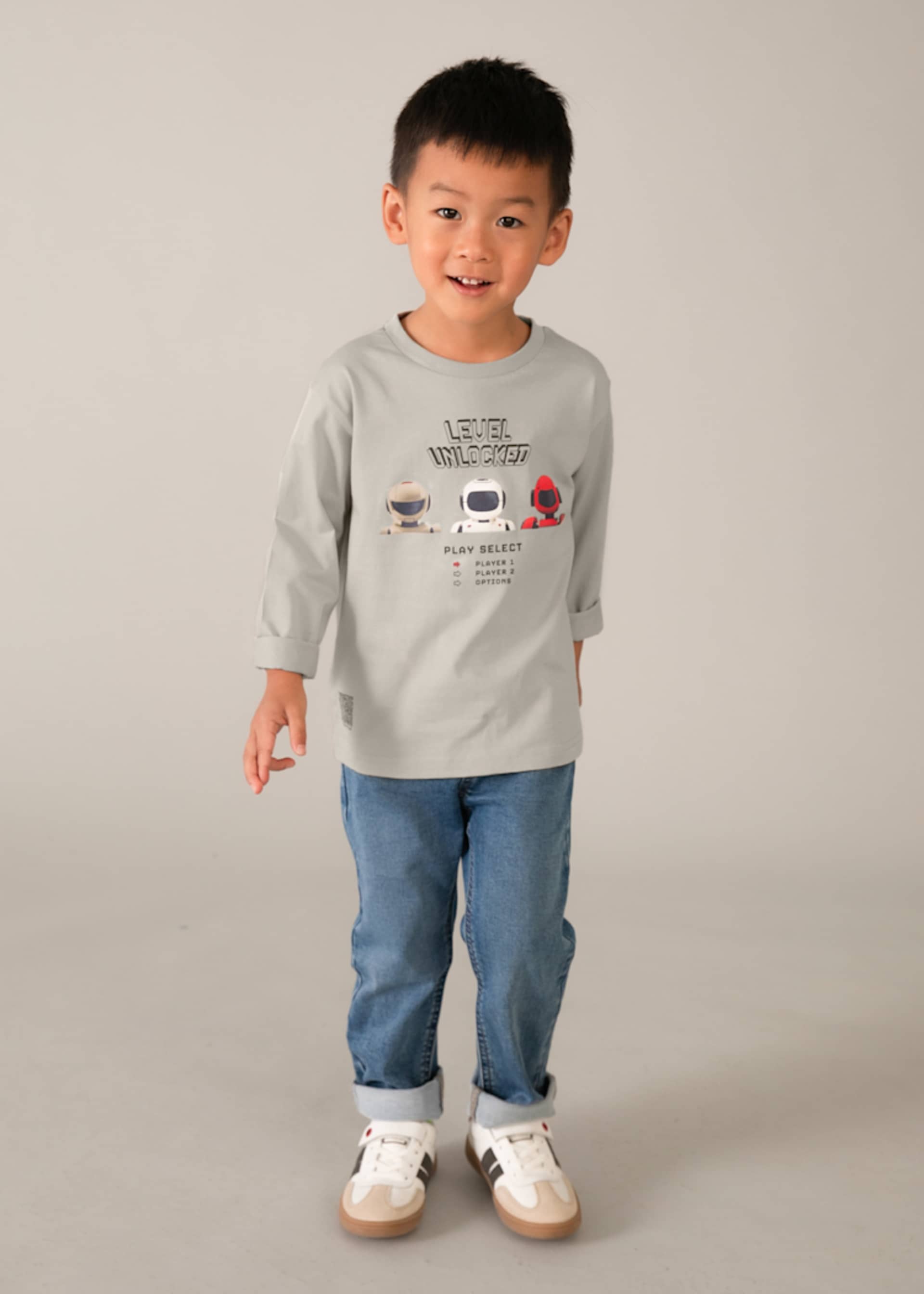 Playera manga larga serigrafía niño