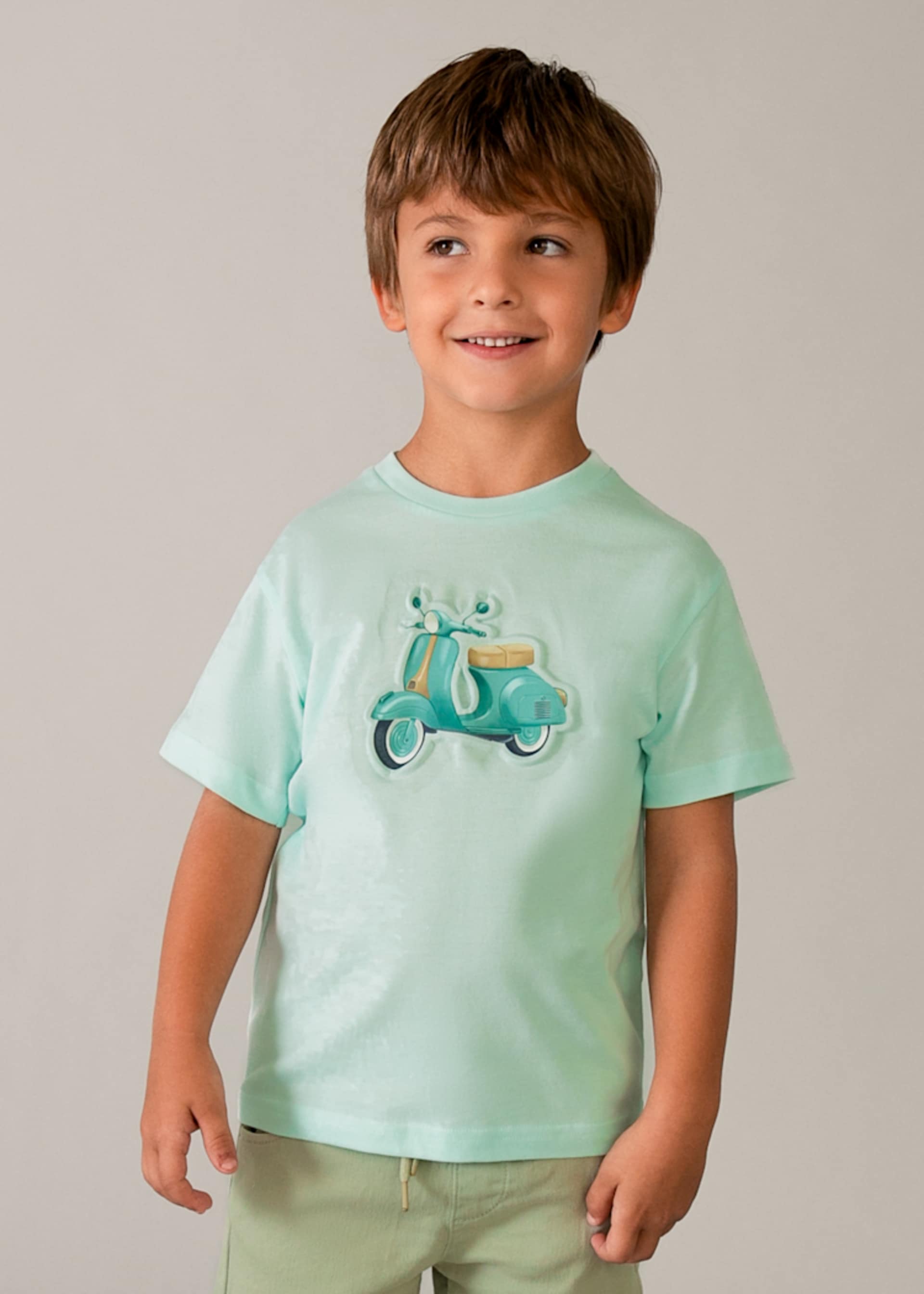 Boy Embossed Motorcycle Graphic T-shirt