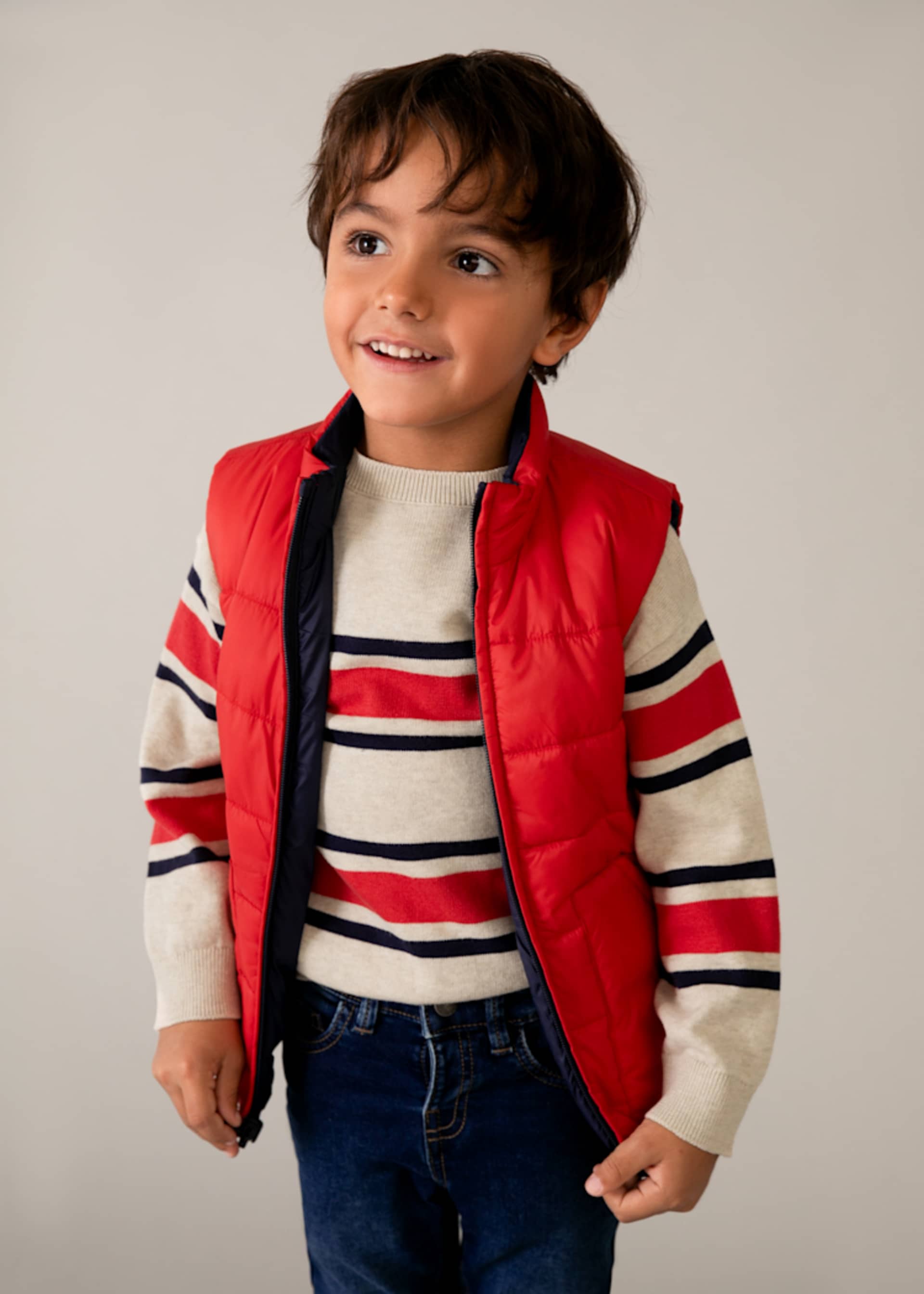Reversible padded waistcoat for children