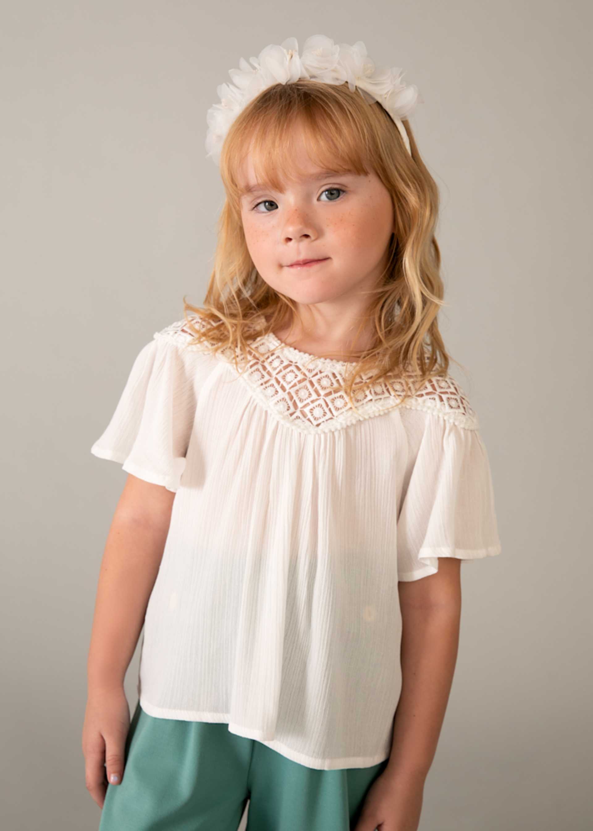 Blusa combinata guipur bambina