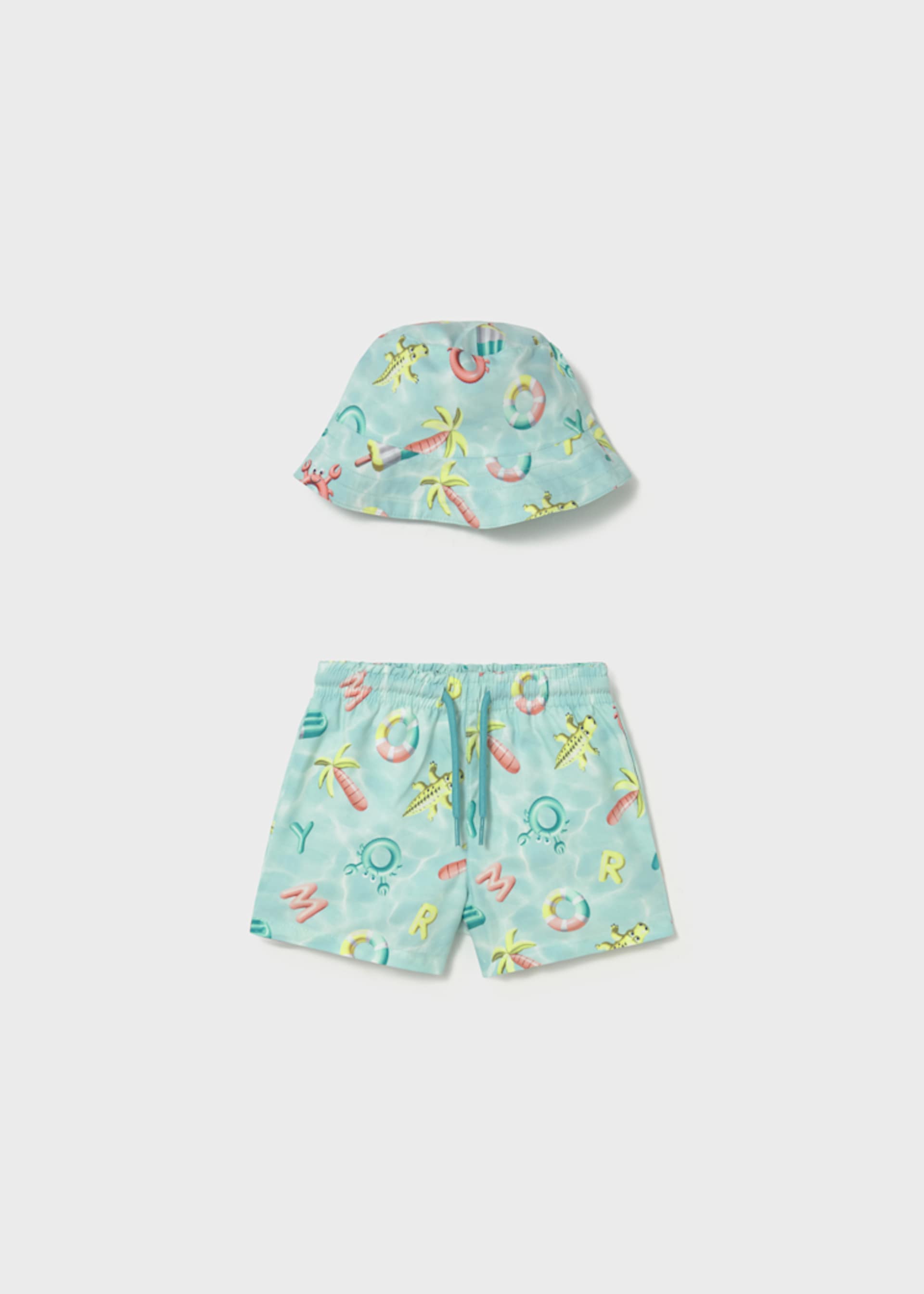 Baby swimsuit and reversible sun protection hat set