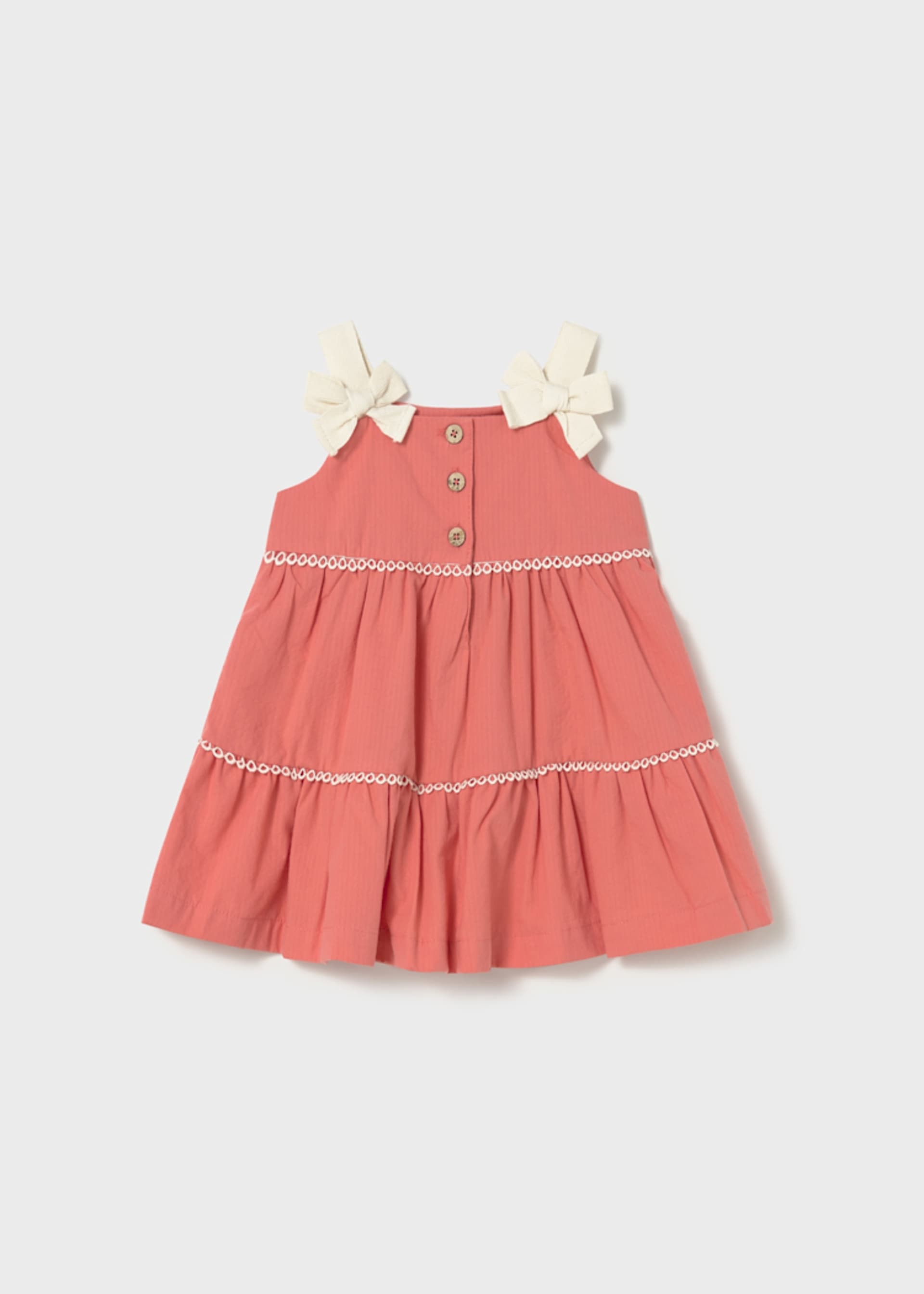 Vestito arricciato con fiocchi neonata