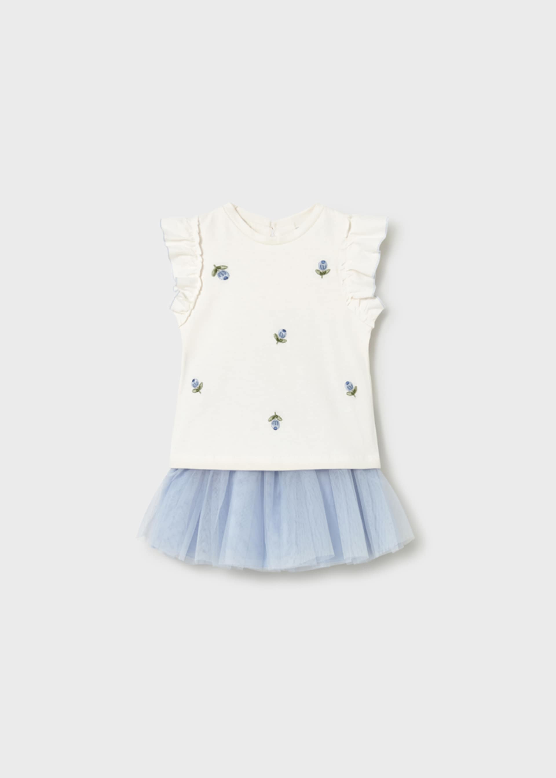 Completo gonna tulle e maglietta con volant neonata
