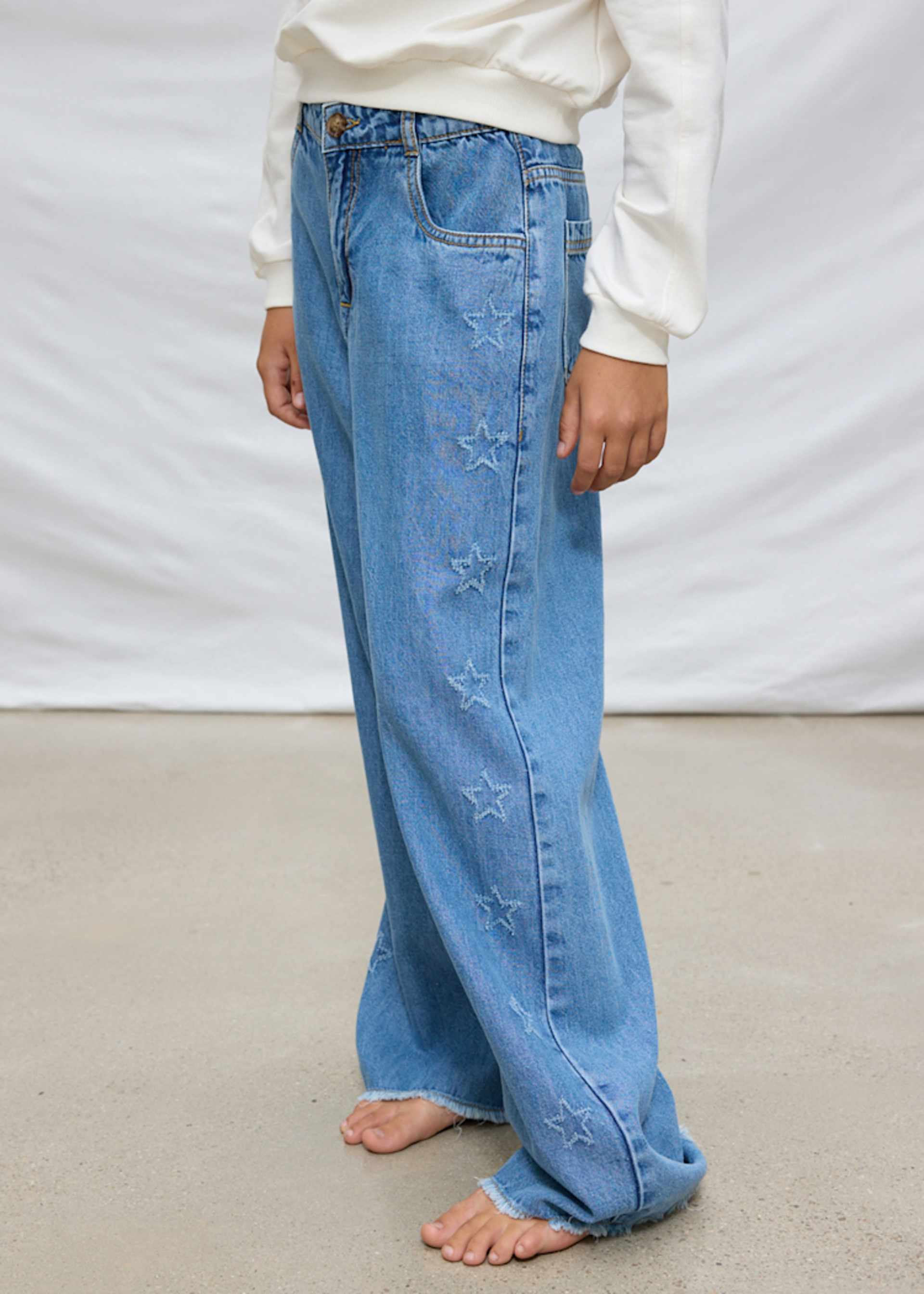 Flowing denim pants