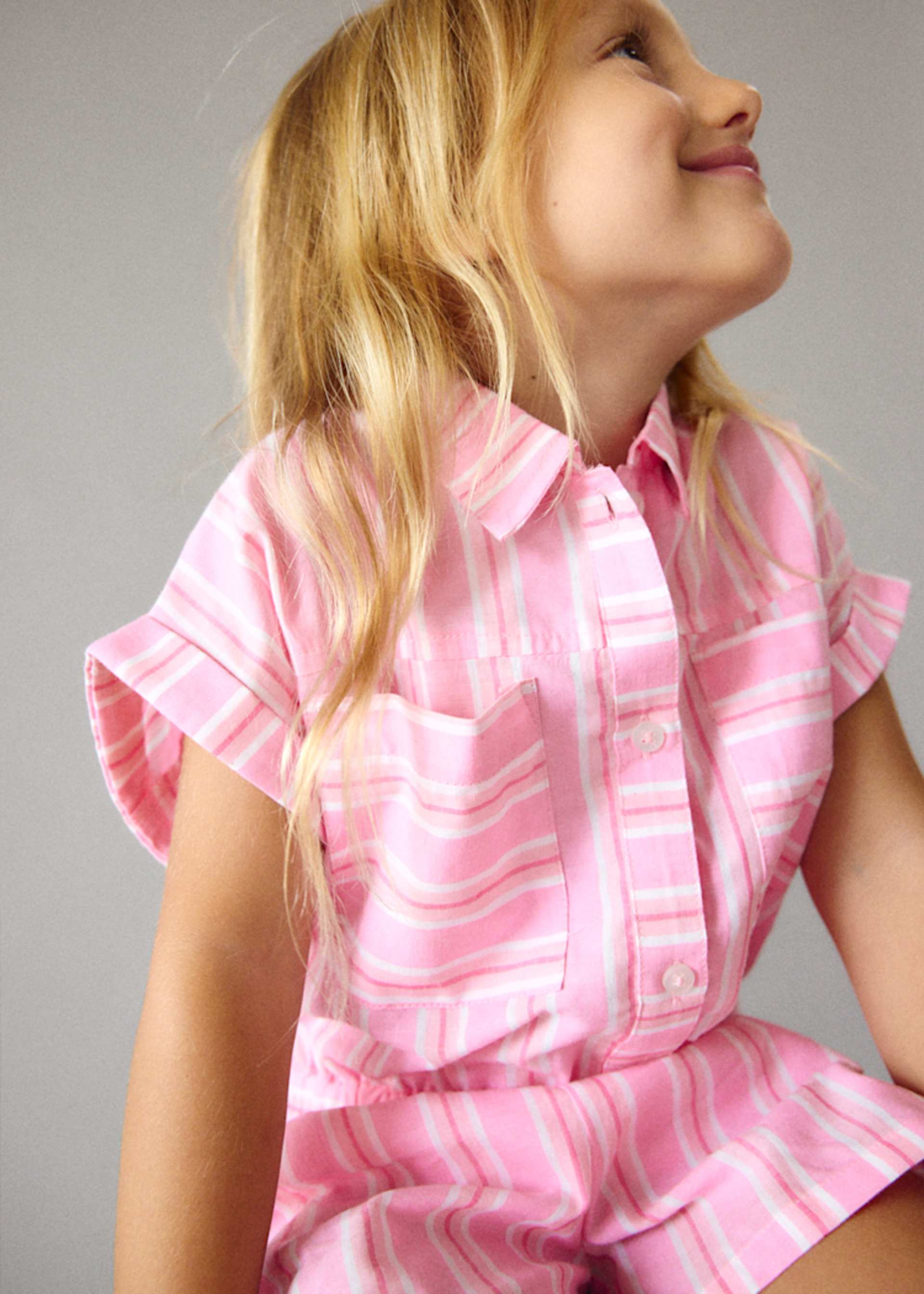 Ensemble short et blouse rayée fille