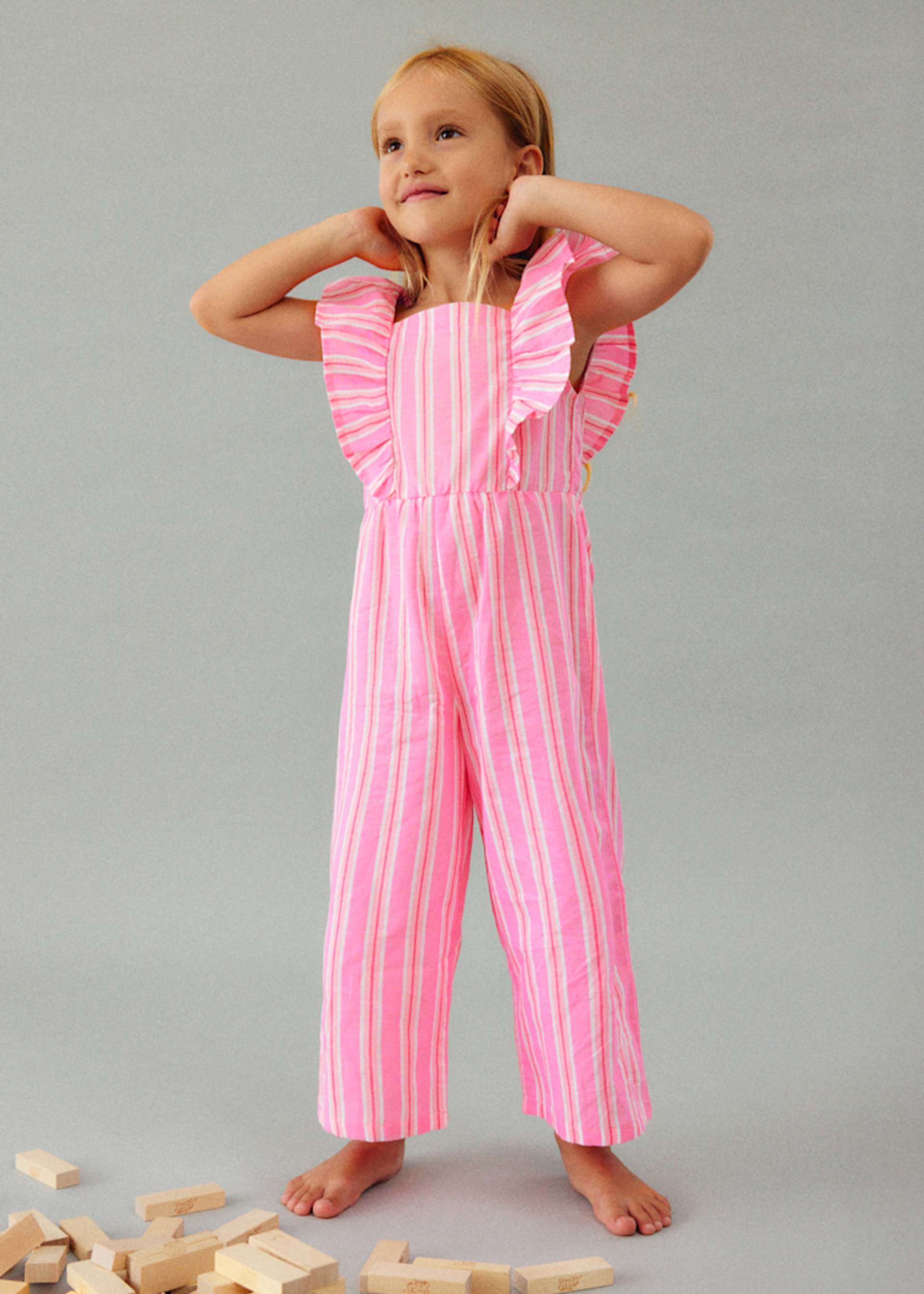 Girl's striped jumpsuit