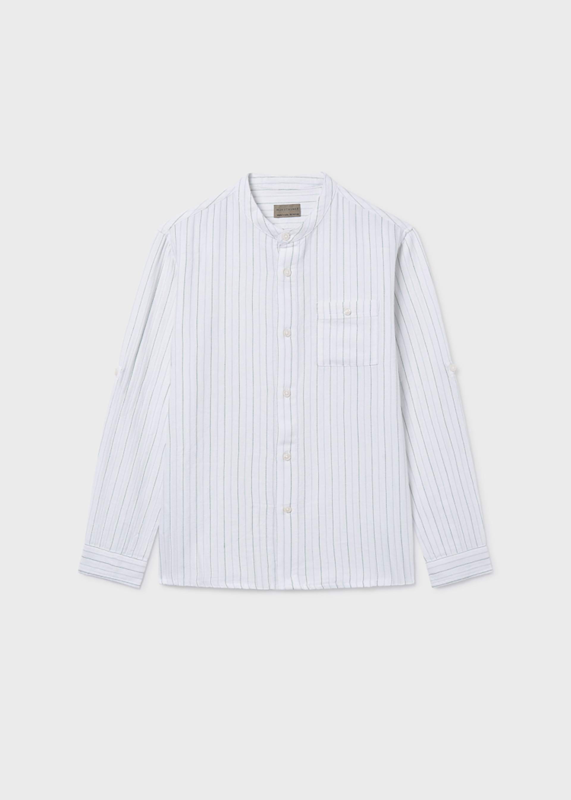 Men's striped shirt with mandarin collar