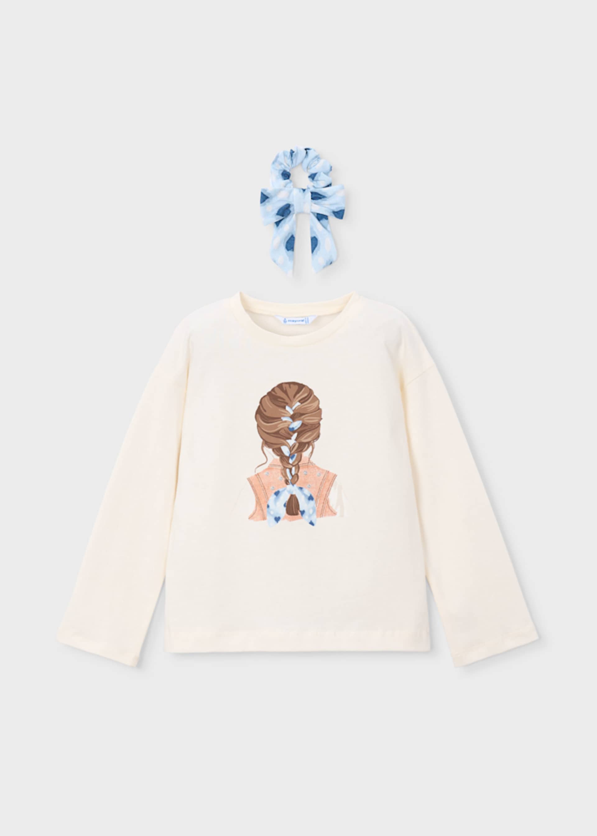 Girls long sleeved T-shirt with scrunchie