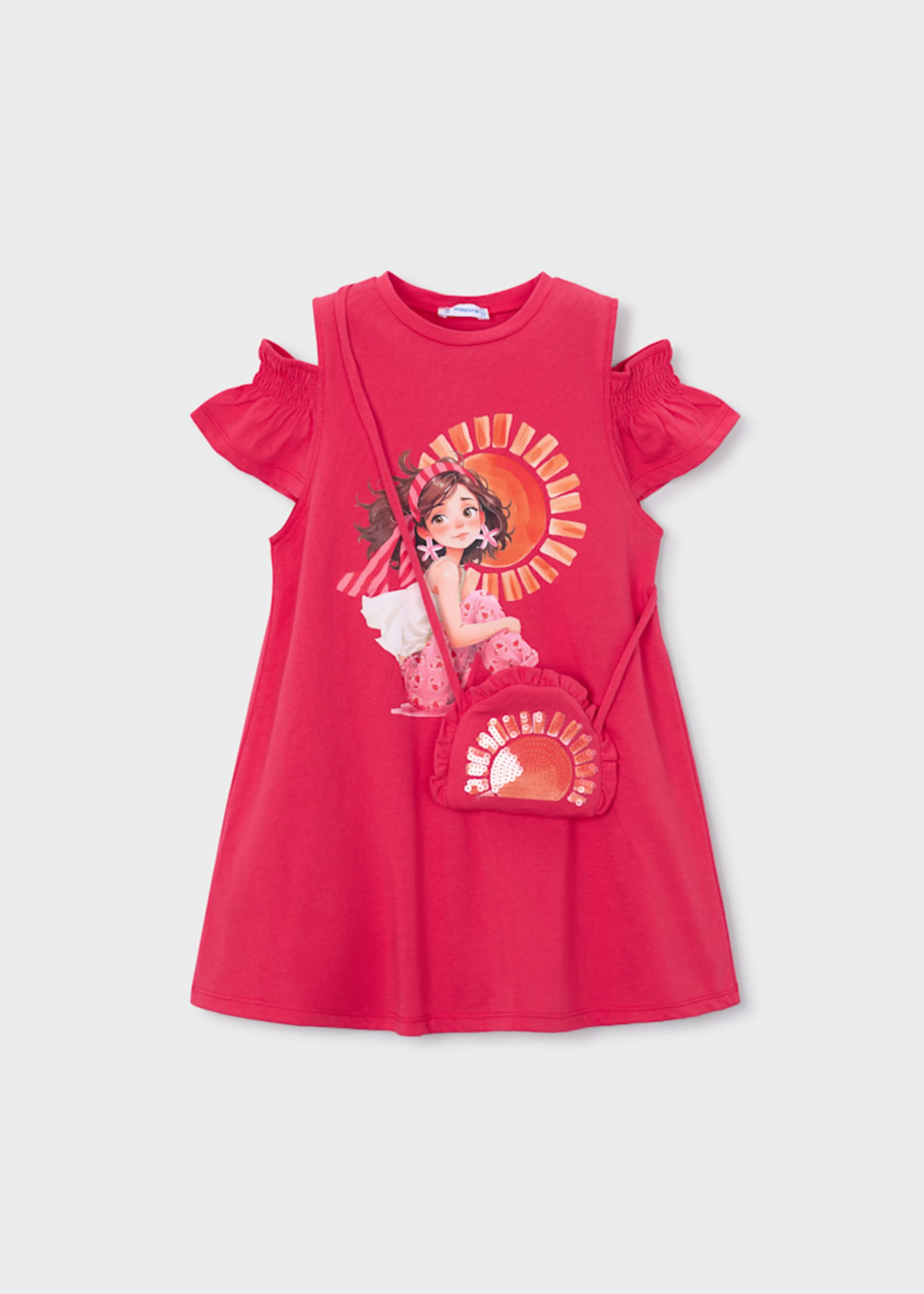 Vestido aberturas com bolsa menina