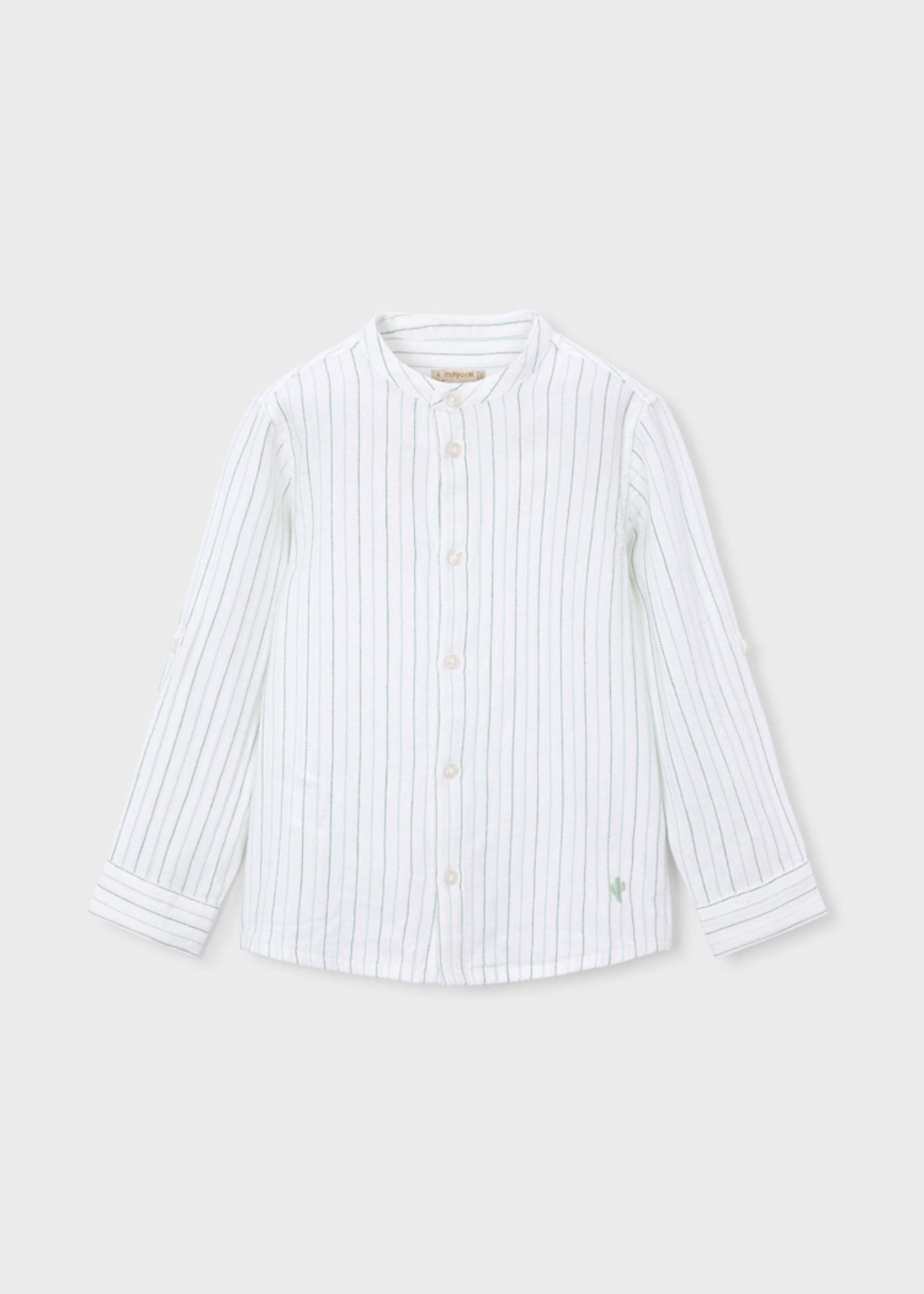 Chemise rayée col mao garçon