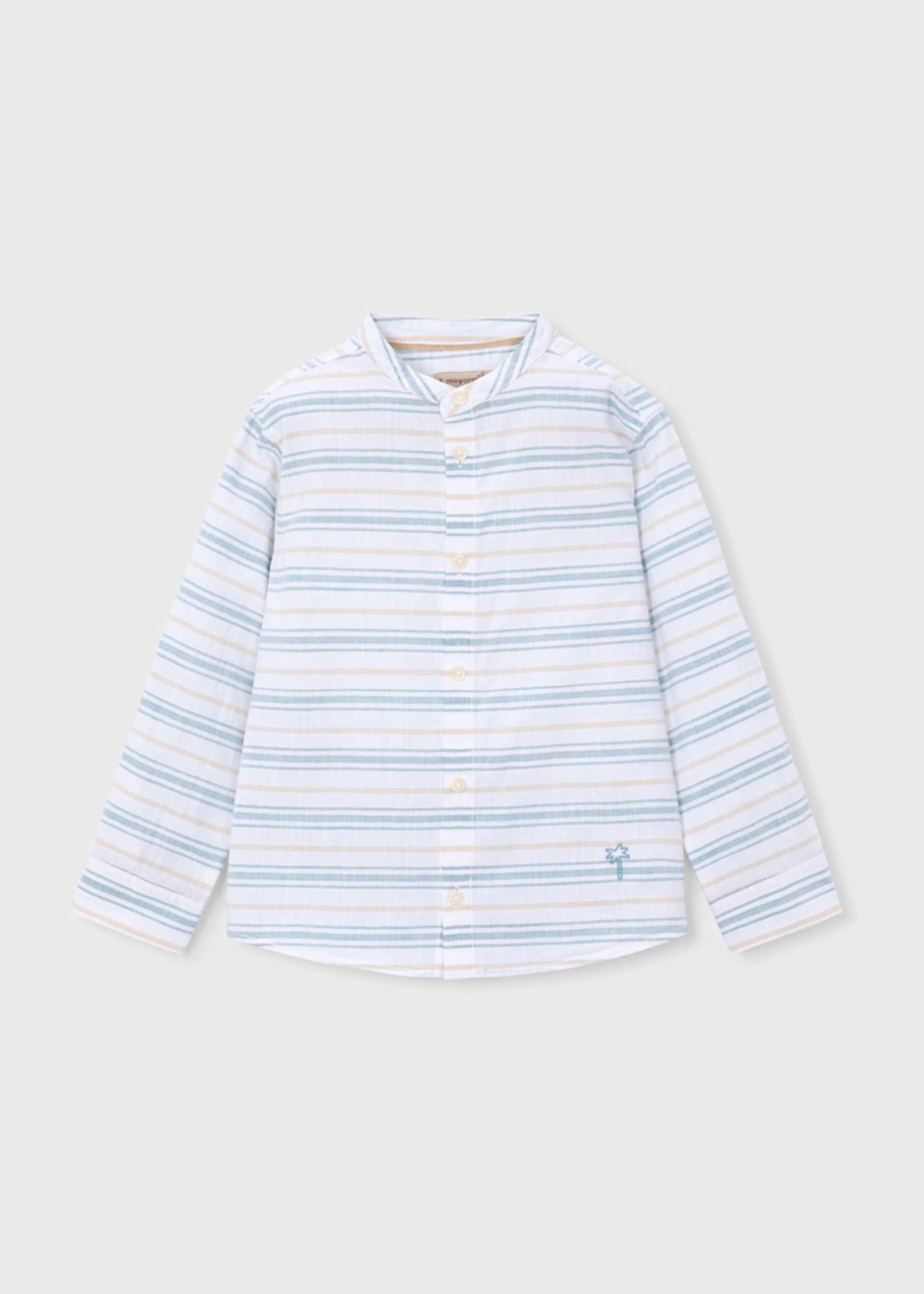 Camisa con cuello mao rayas niño