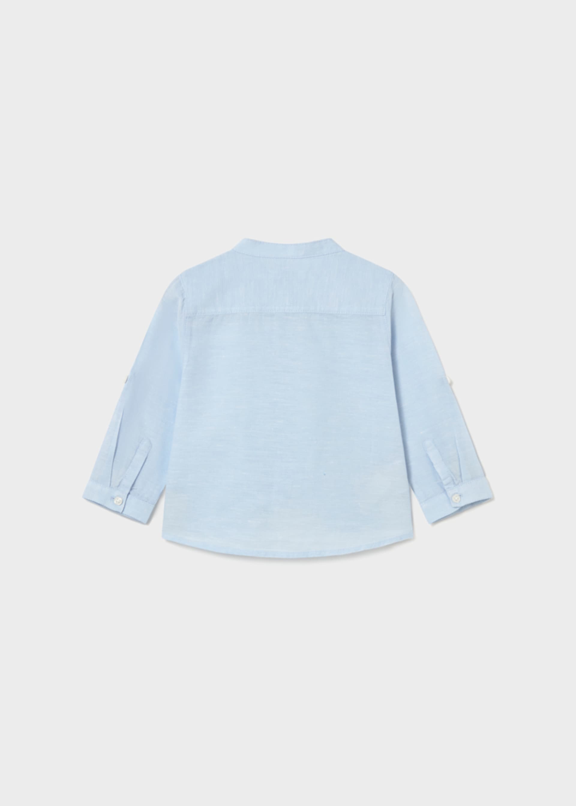Chemise à manches longues avec lin avec col mao bébé