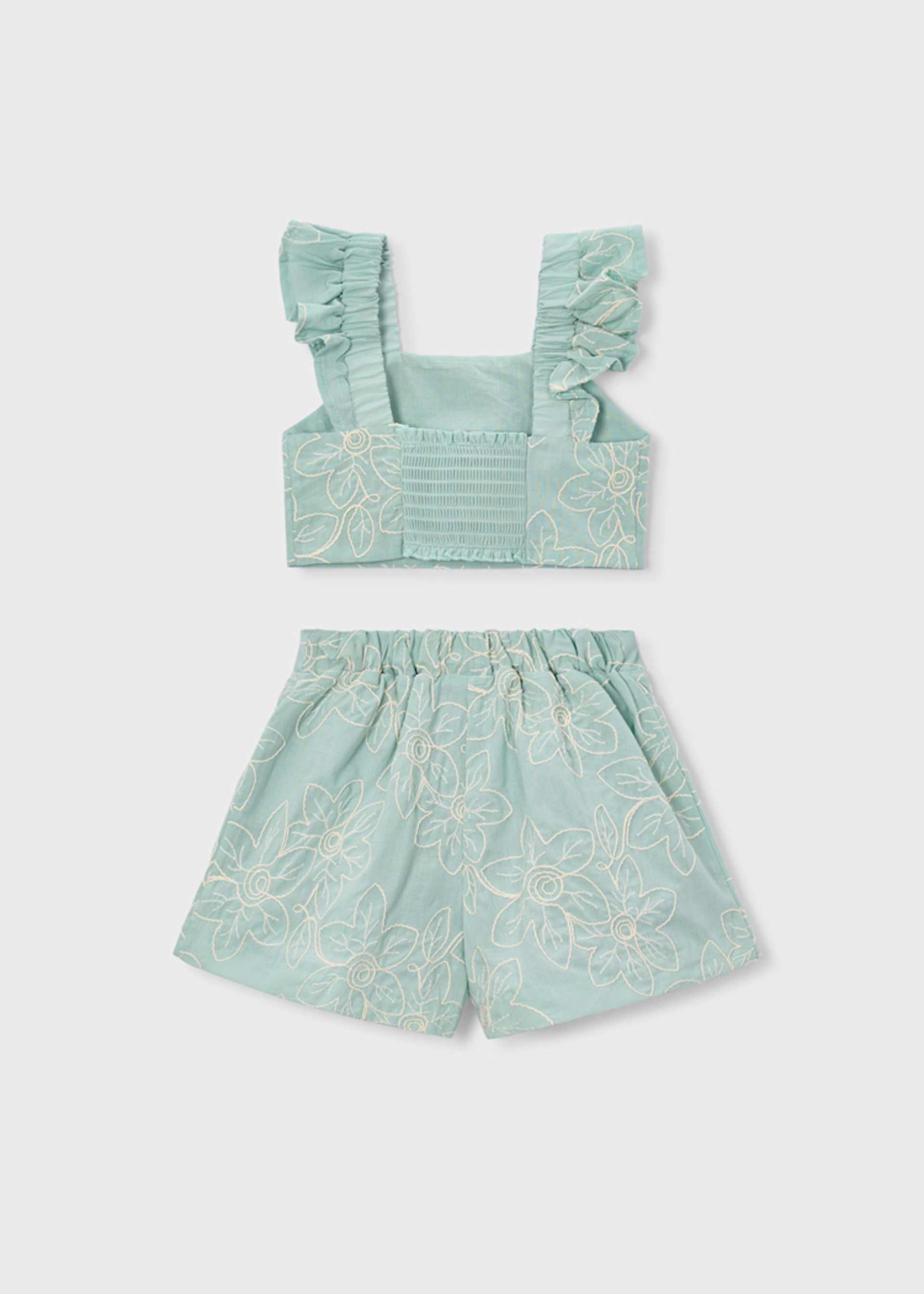 Ensemble bermuda et top à volants cérémonie fille