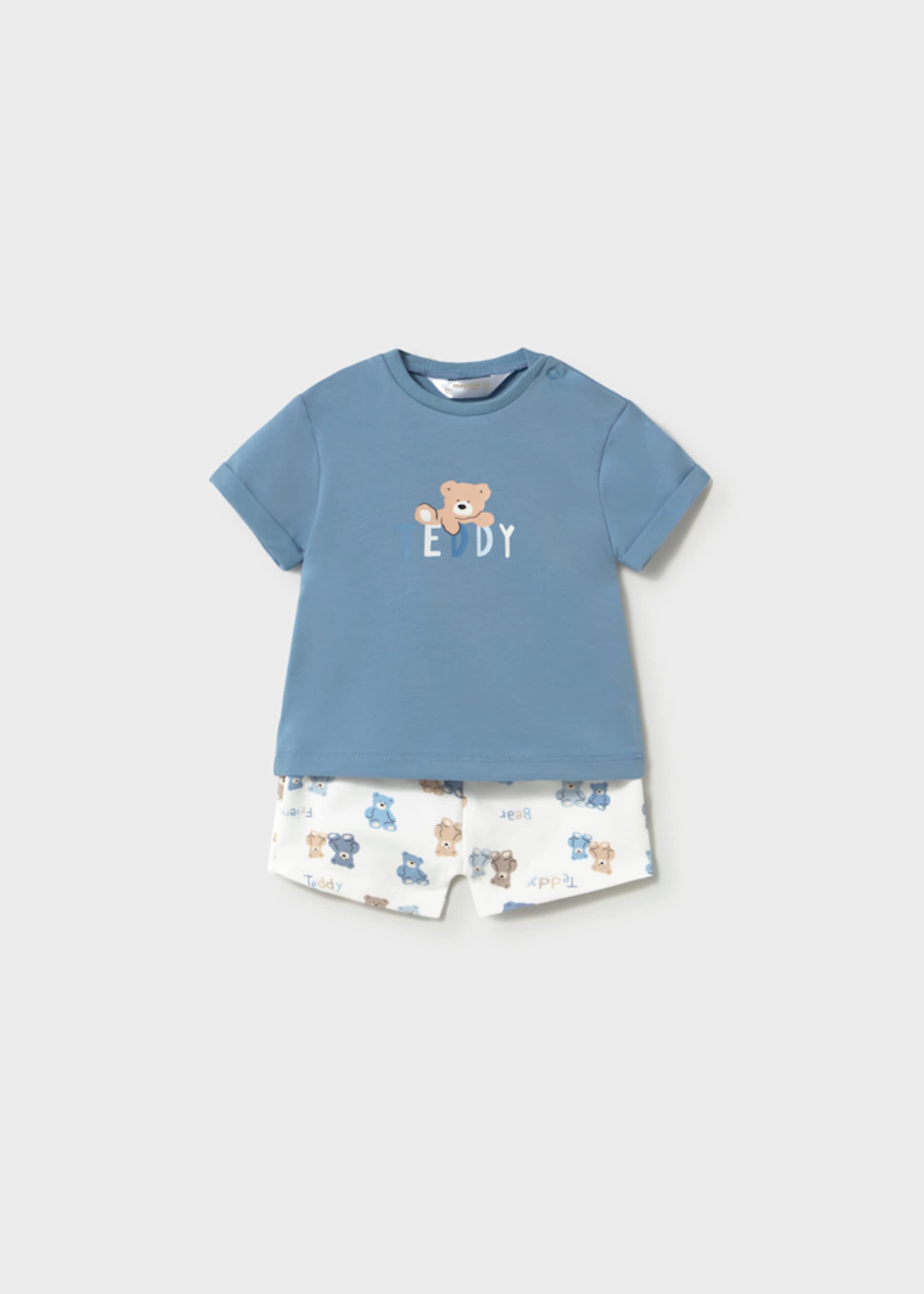 Conjunto calções estampados t-shirt recém-nascido
