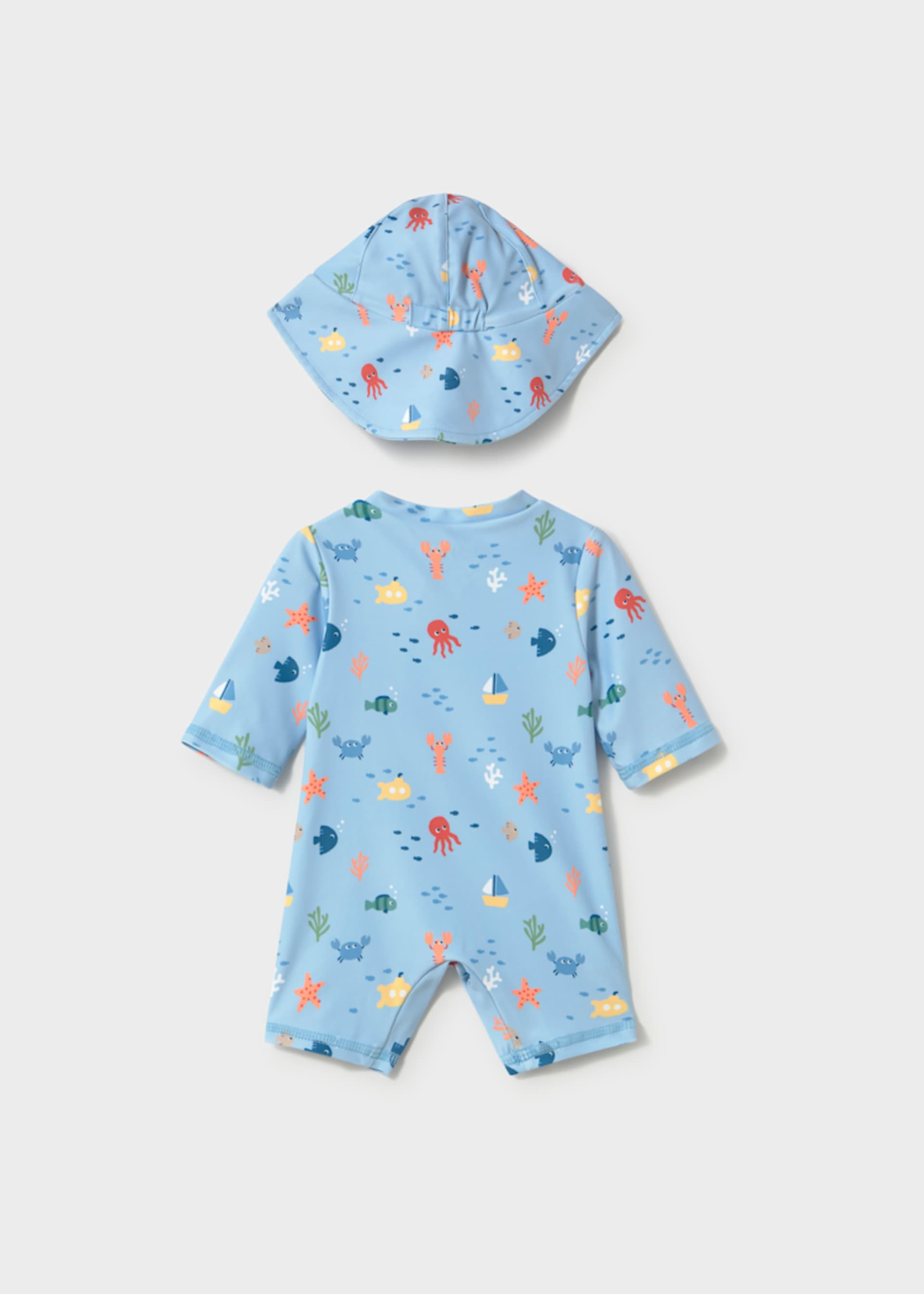 Conjunto banho com chapéu proteção solar recém nascido