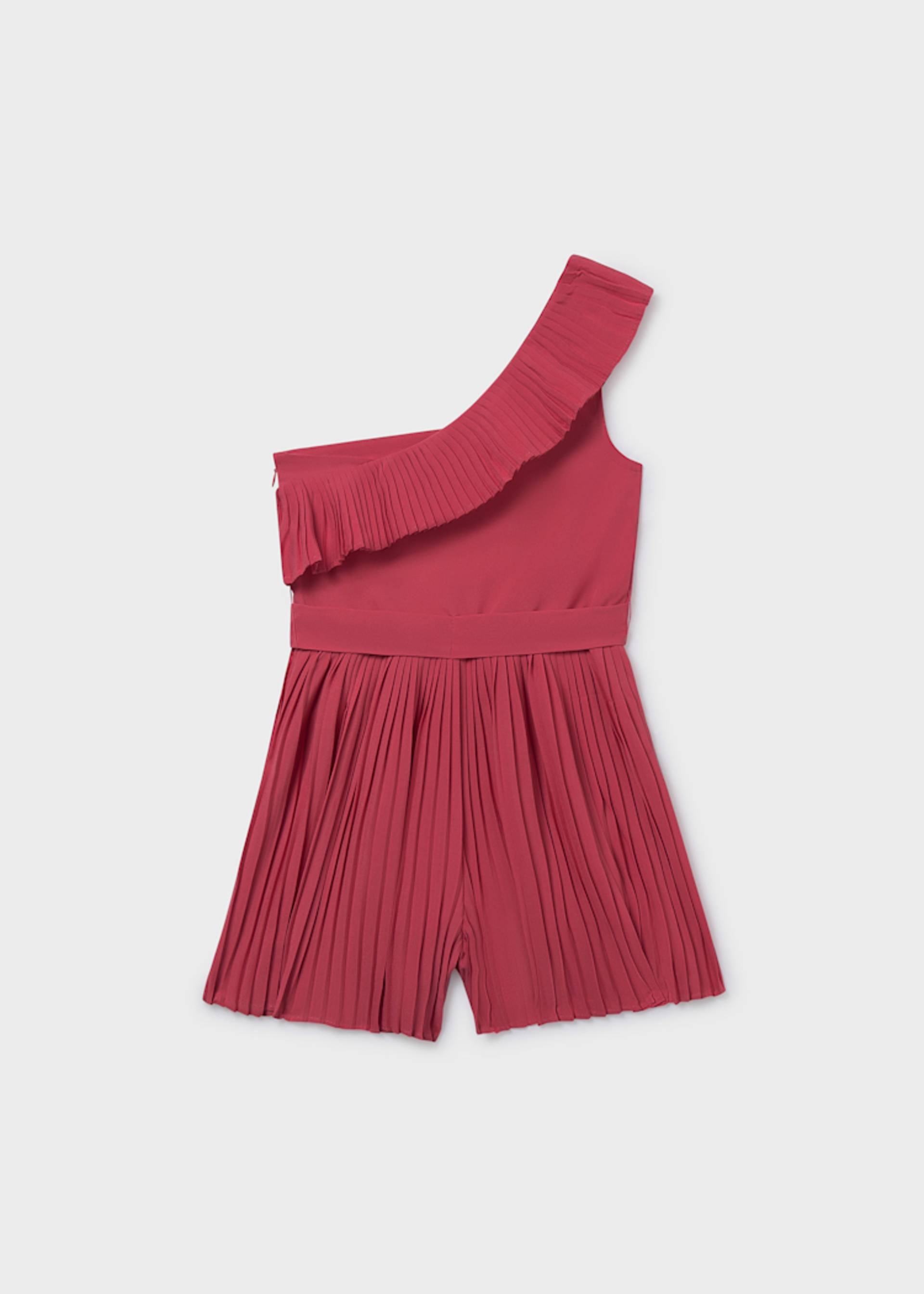 Girls' pleated short jumpsuit