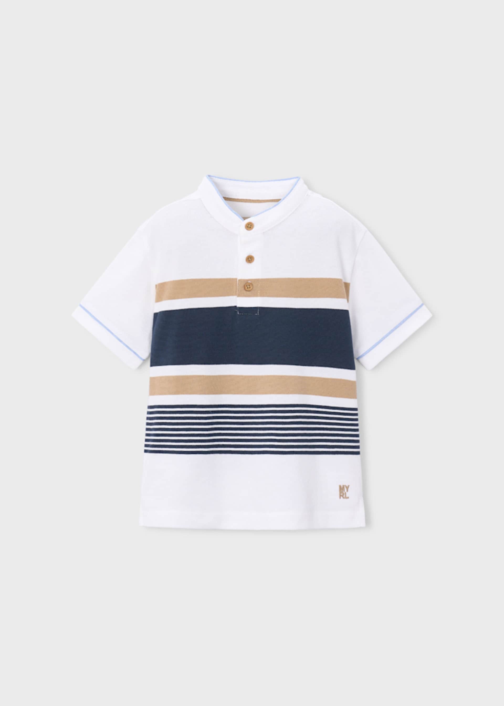 Polo gola mao faixas menino