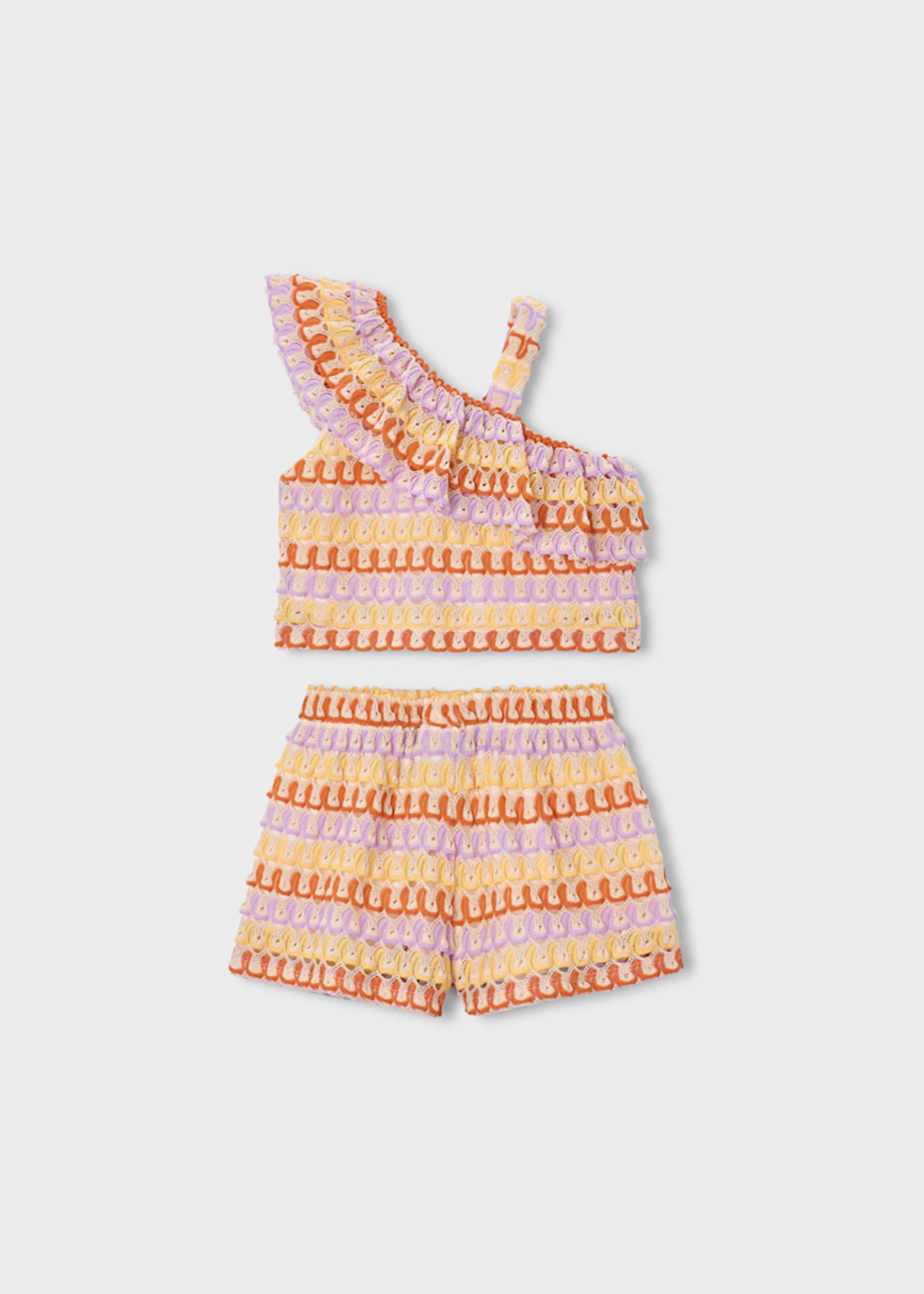 Completo shorts e top asimmetrico bambina