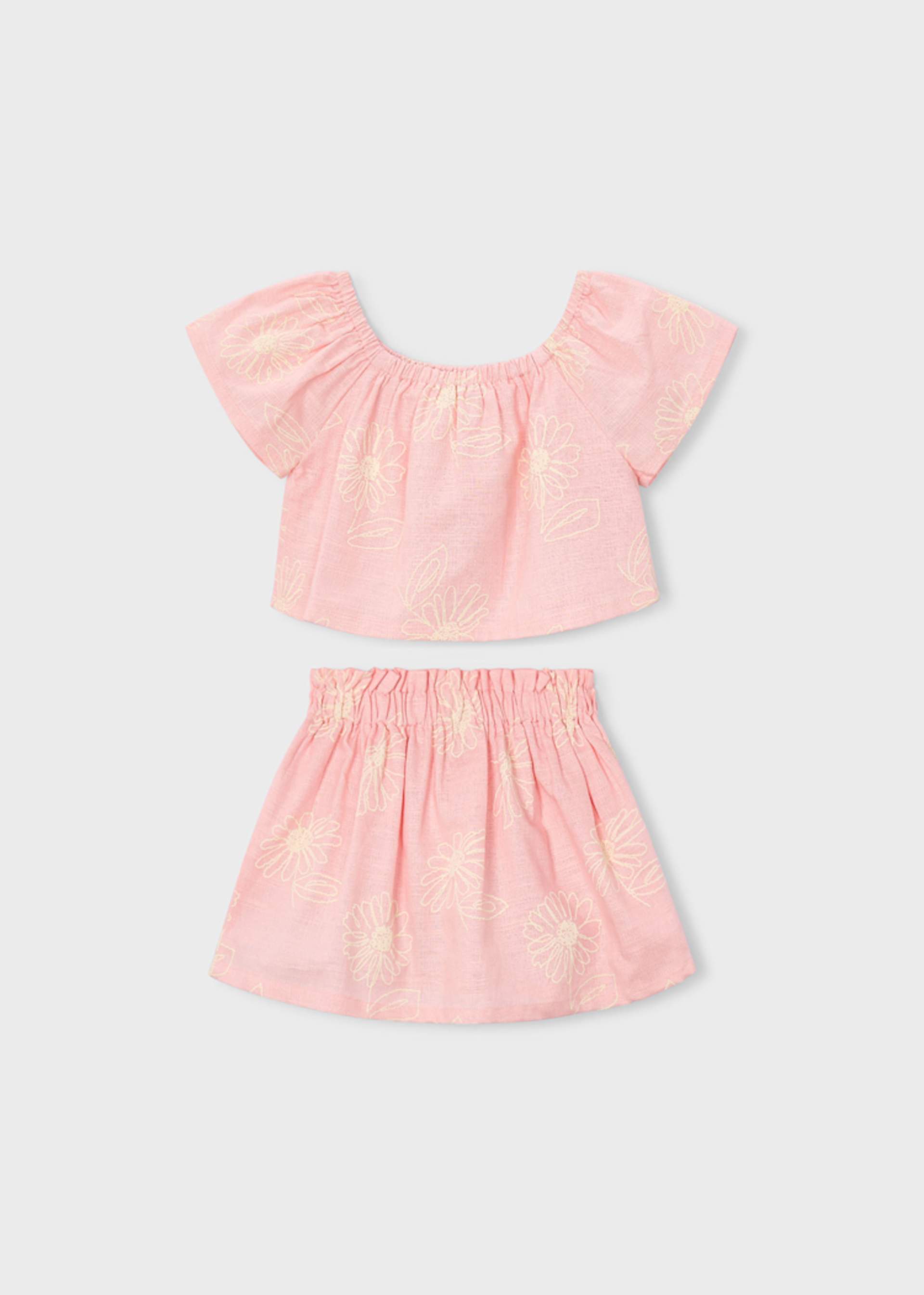 Conjunto falda y playera con lino niña