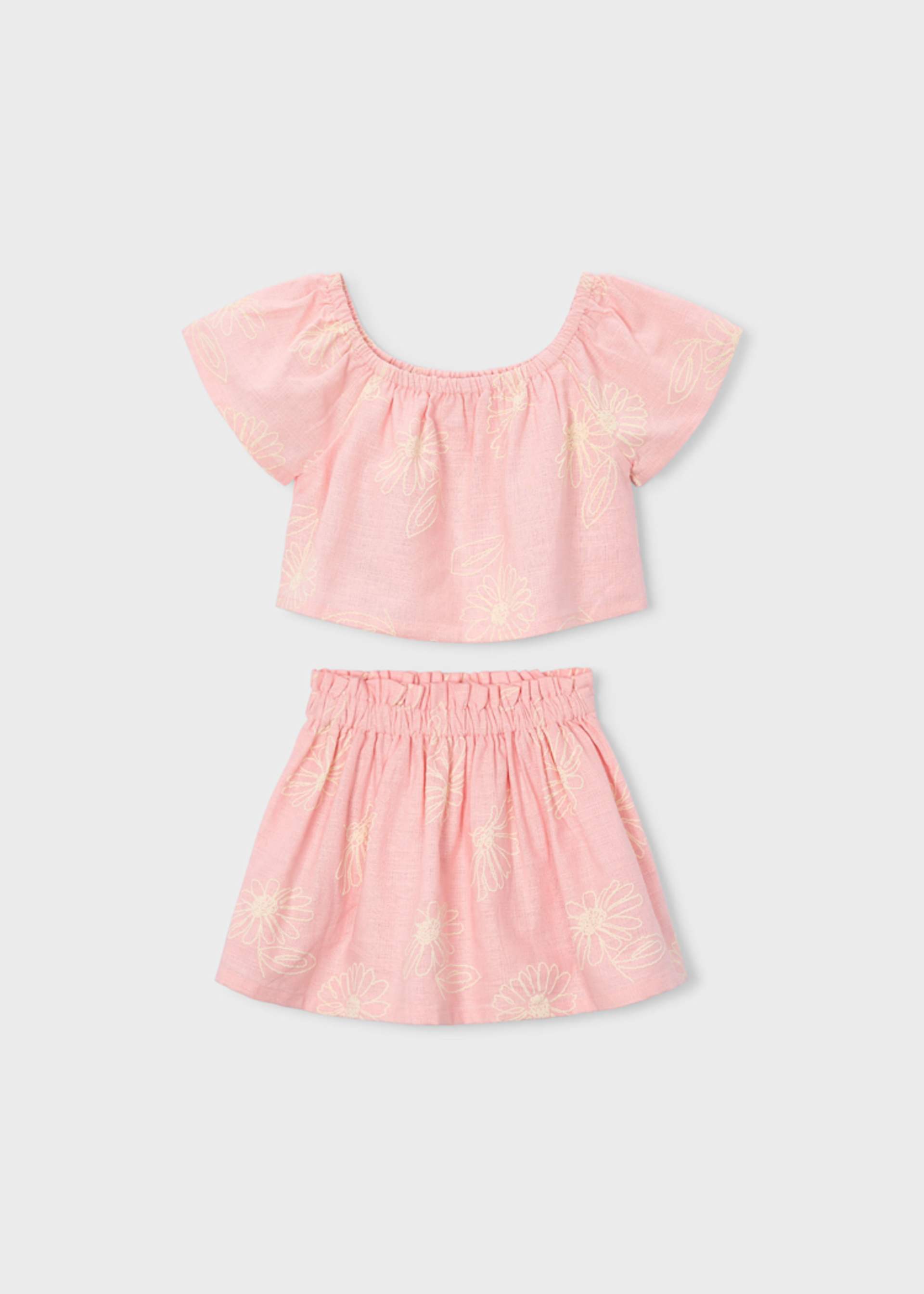 Conjunto saia e top linho menina