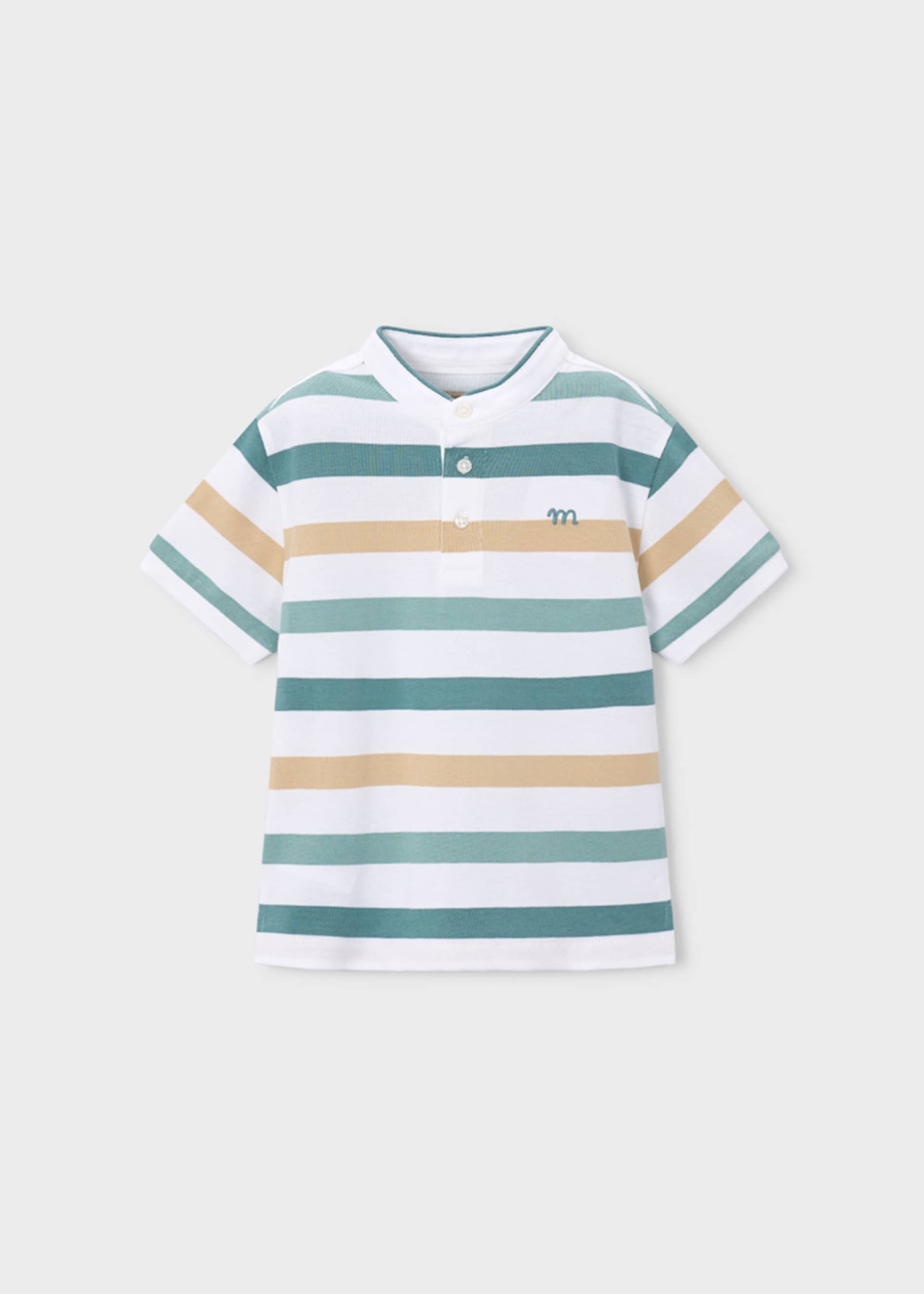 Polo rayé col mao garçon