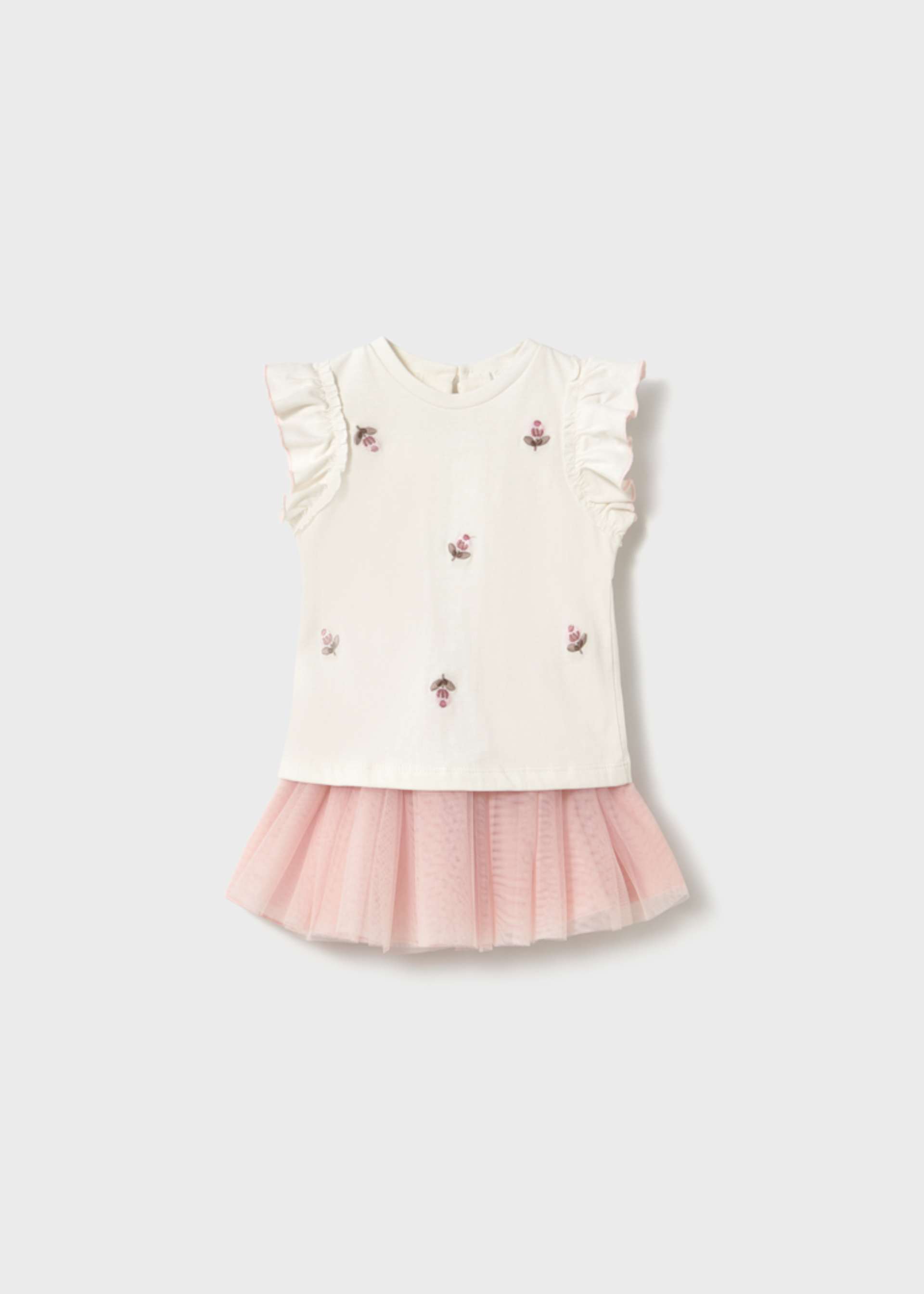 Ensemble jupe en tulle et t-shirt à volants bébé