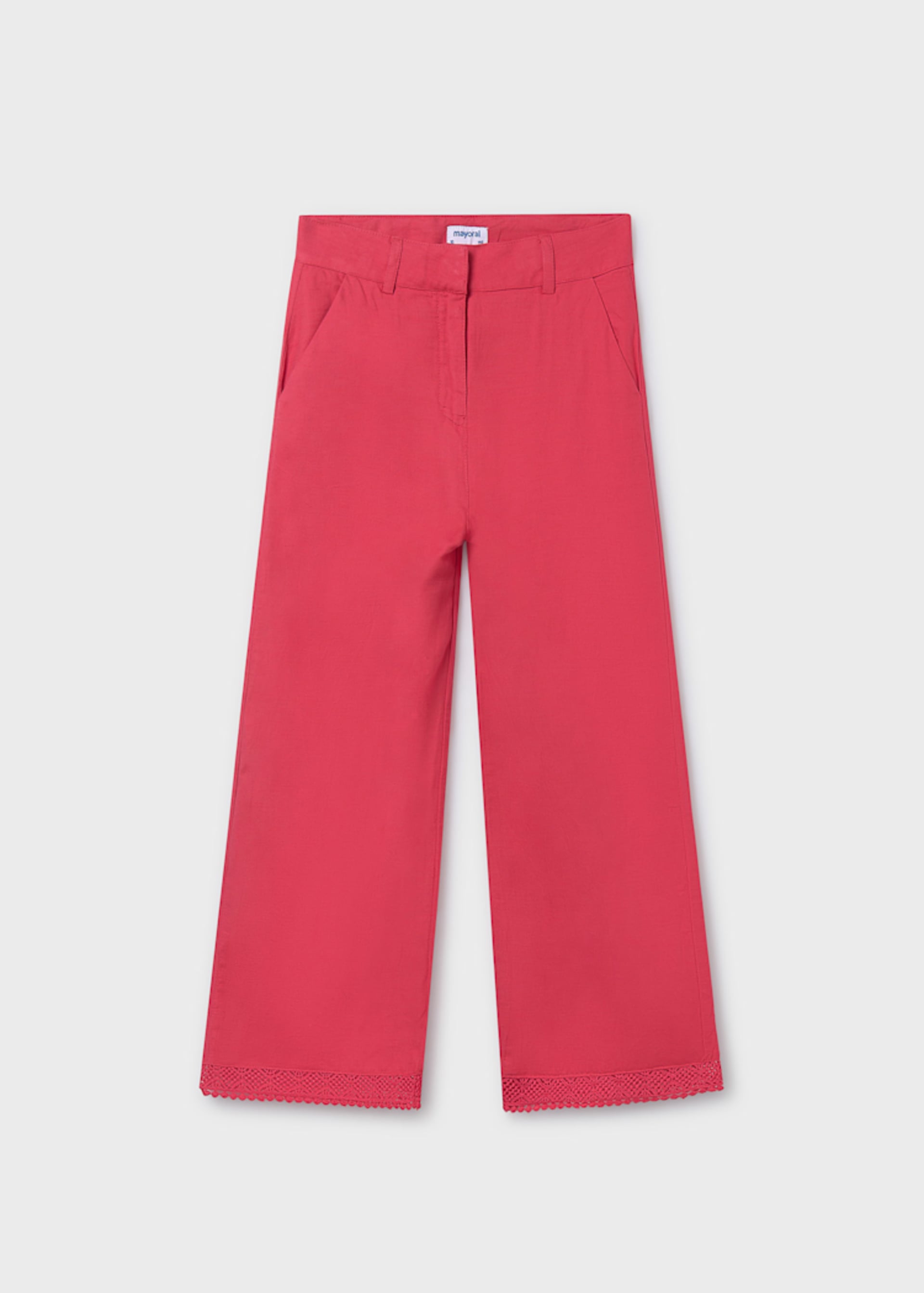 Girls' long pants with embroidered ribbon