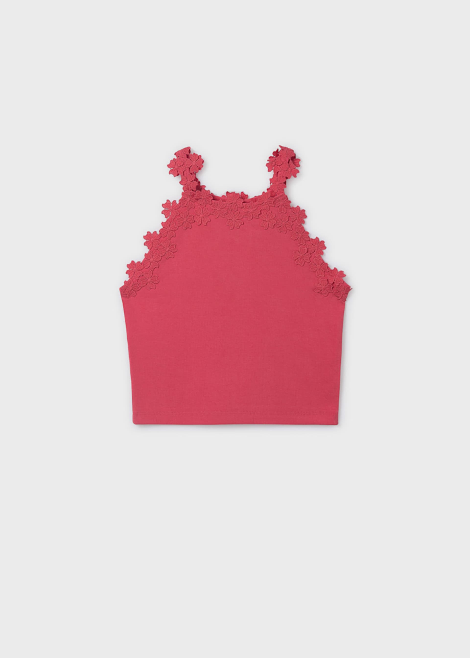 Top con detalle floral en tirantes chica